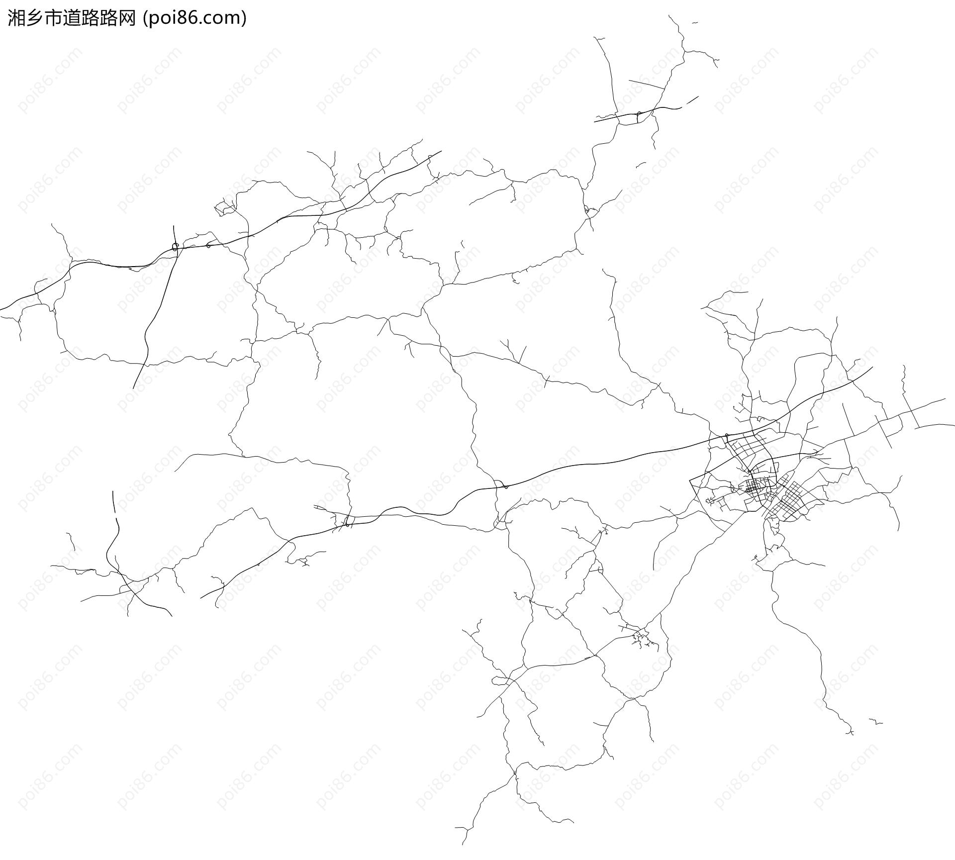 湘乡市道路路网地图