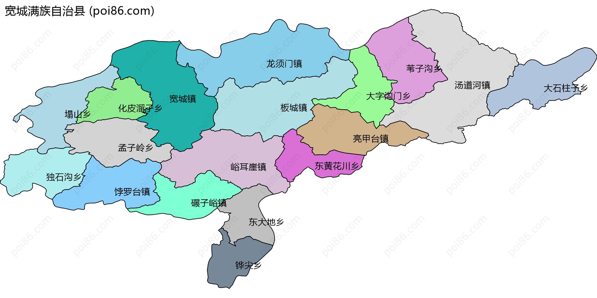 宽城满族自治县边界地图