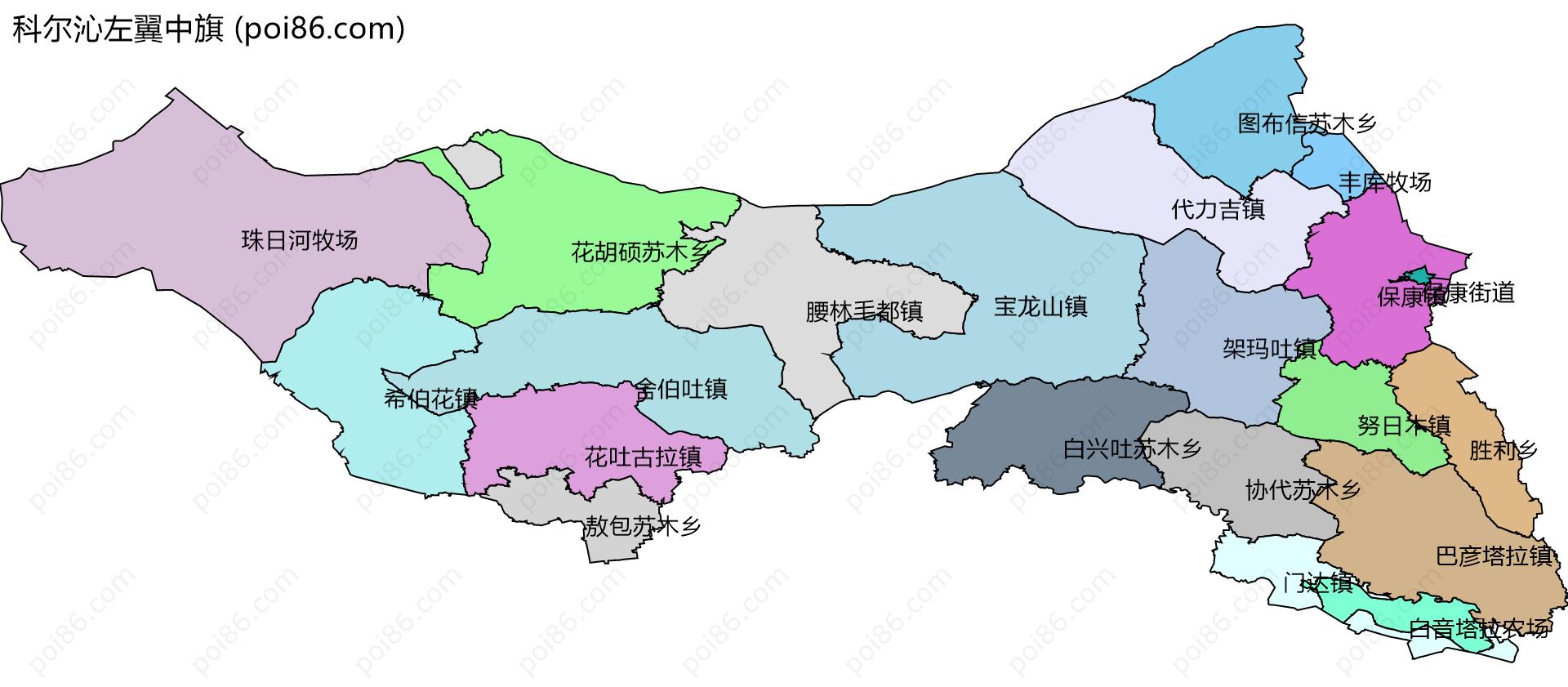 科尔沁左翼中旗边界地图