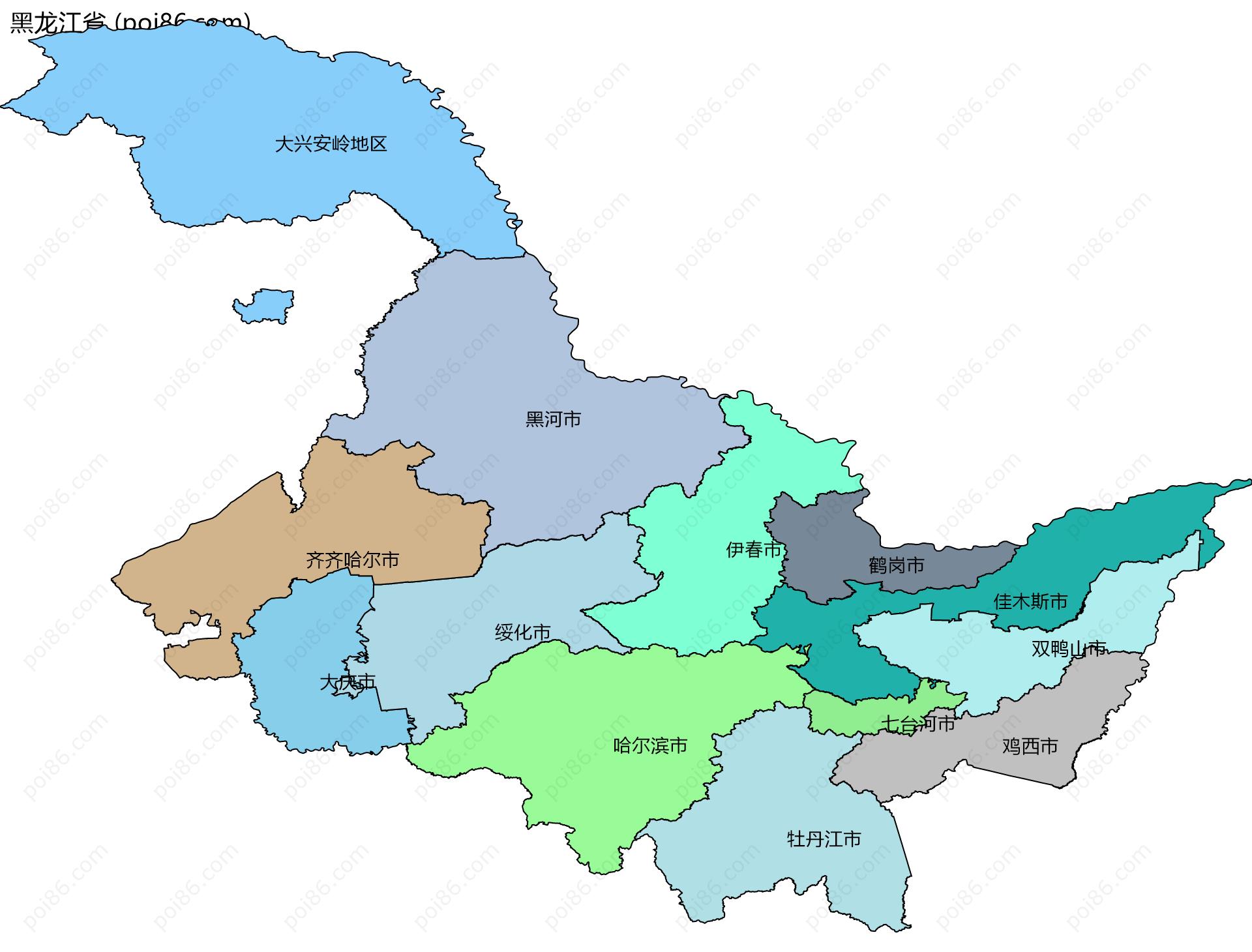 黑龙江省边界地图