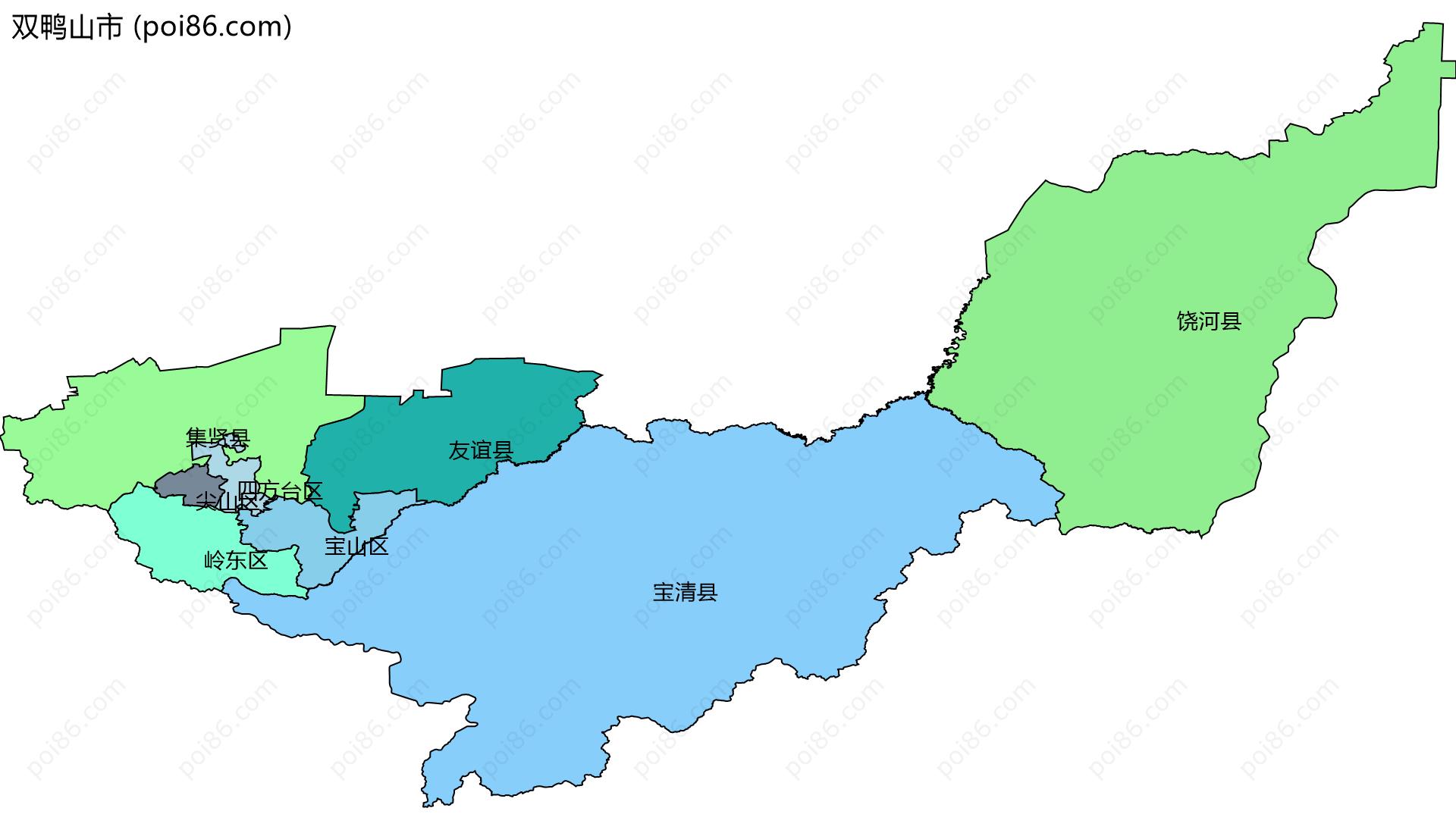 双鸭山市边界地图