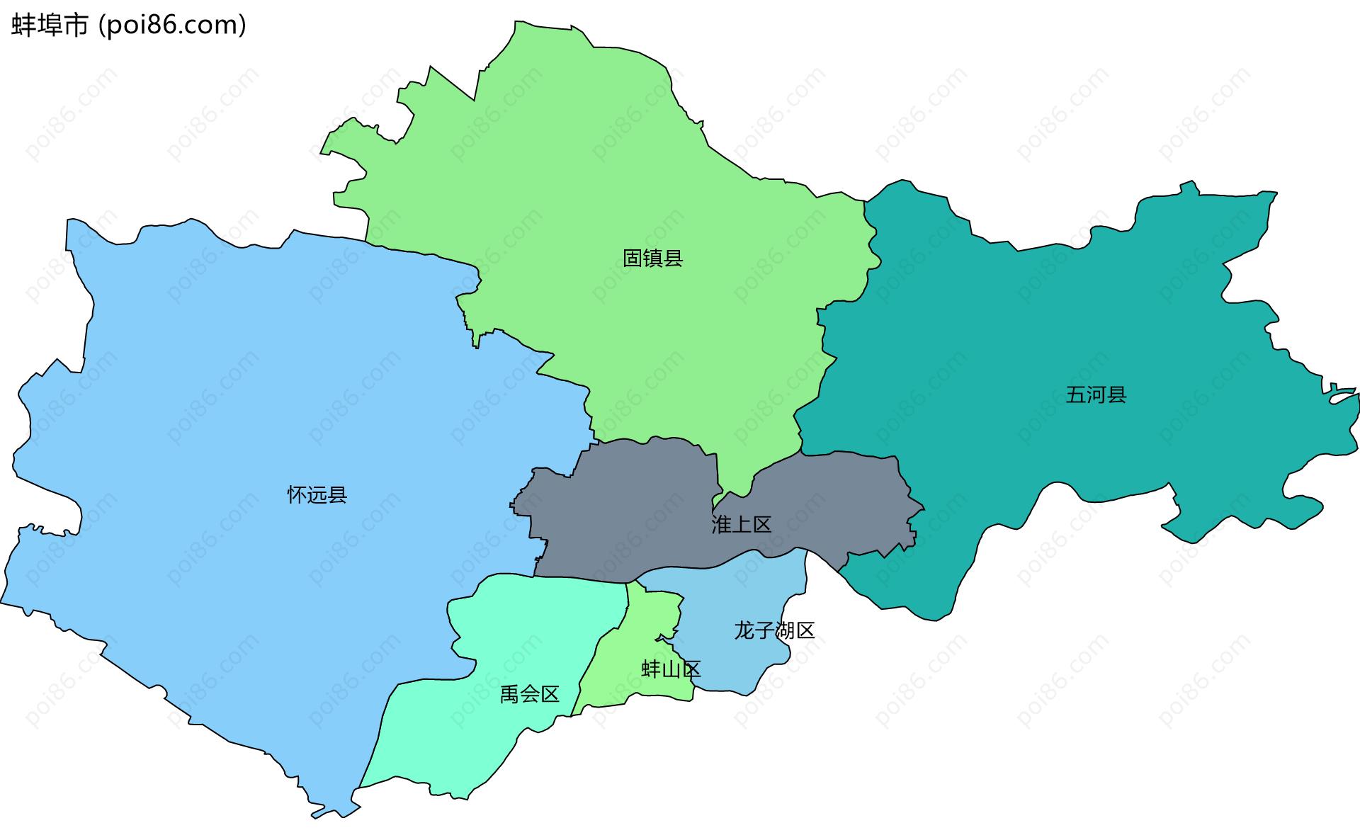 蚌埠市边界地图