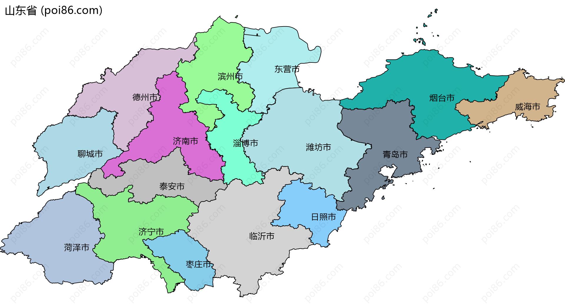 山东省边界地图