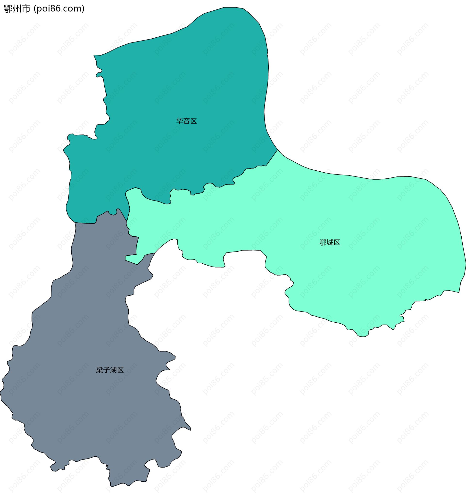 鄂州市边界地图
