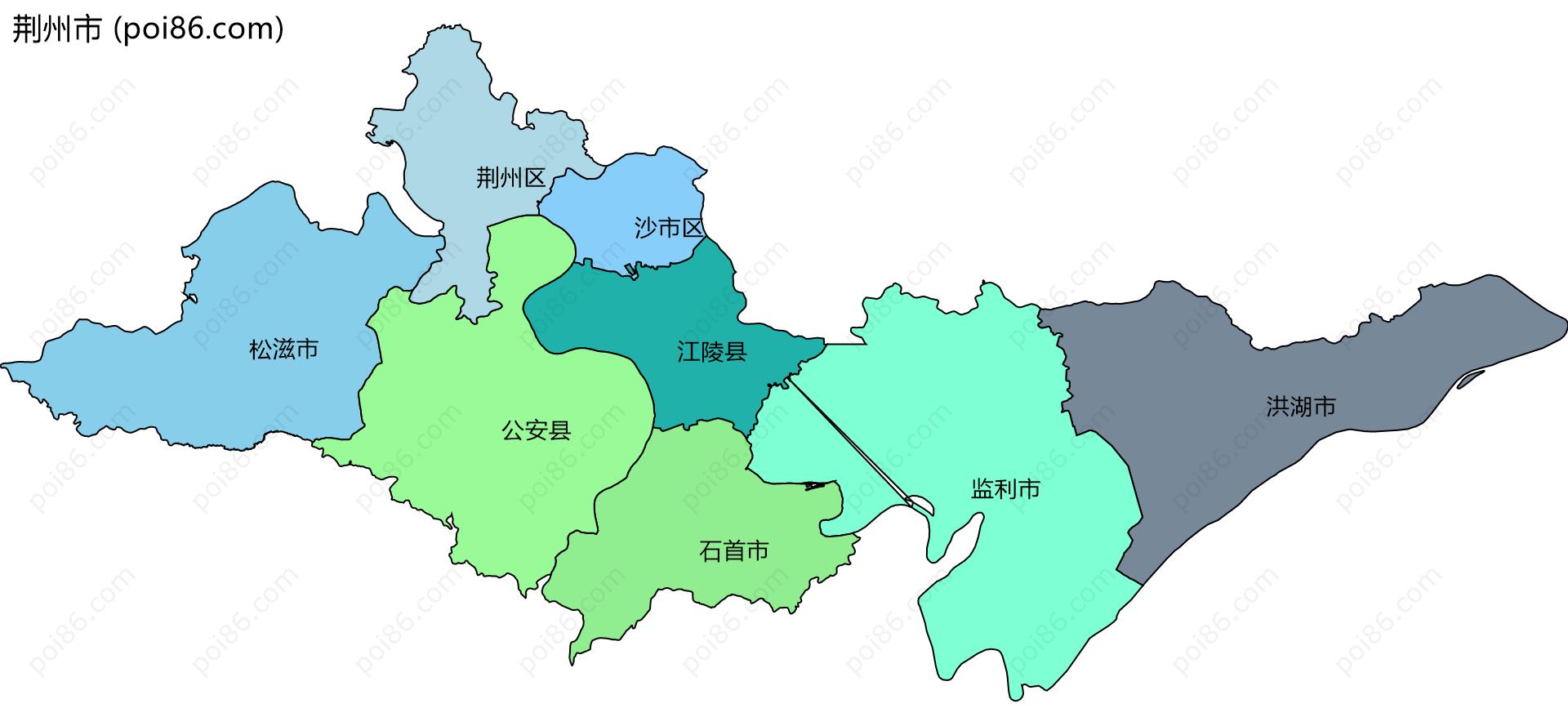 荆州市边界地图