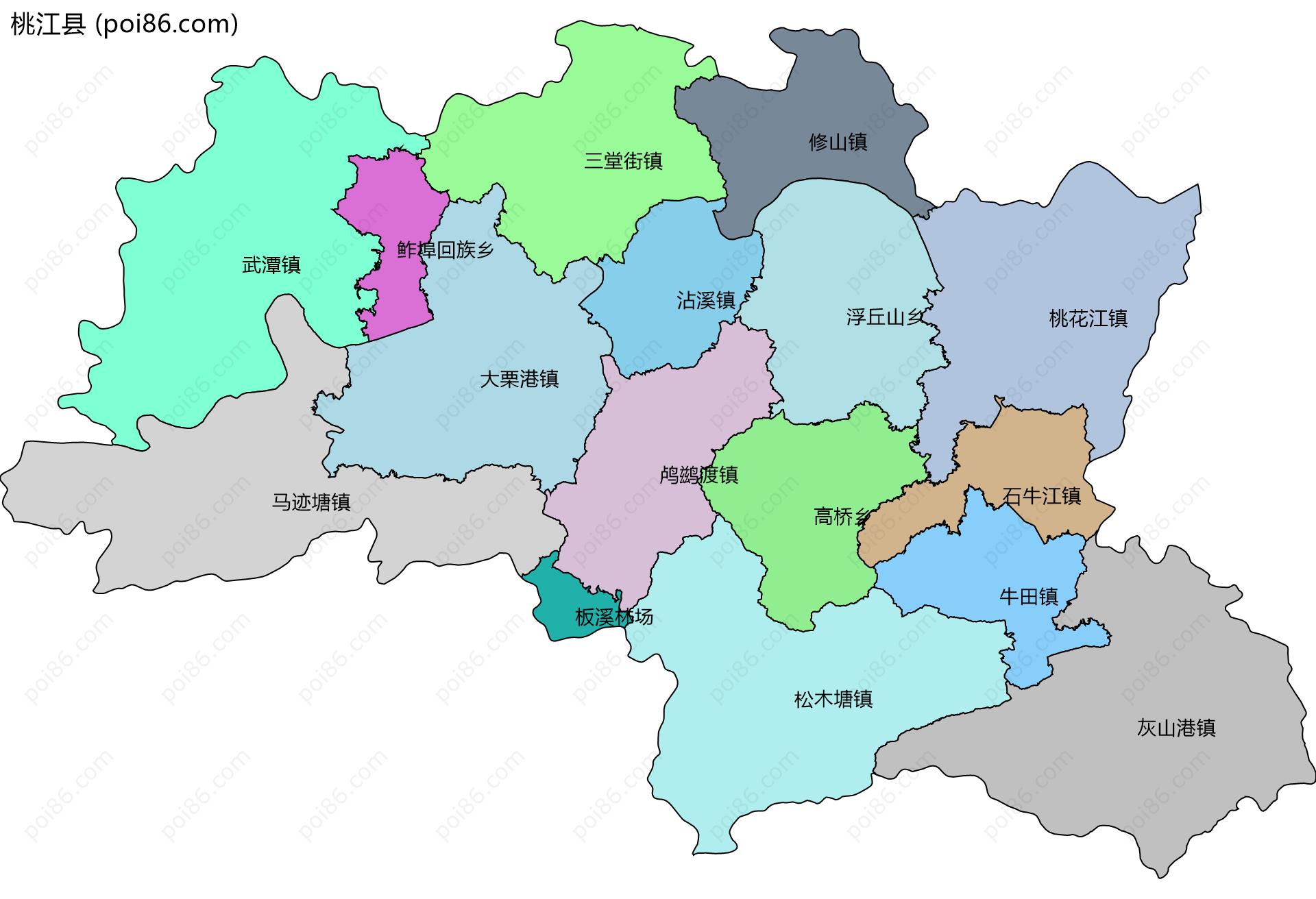 桃江县边界地图