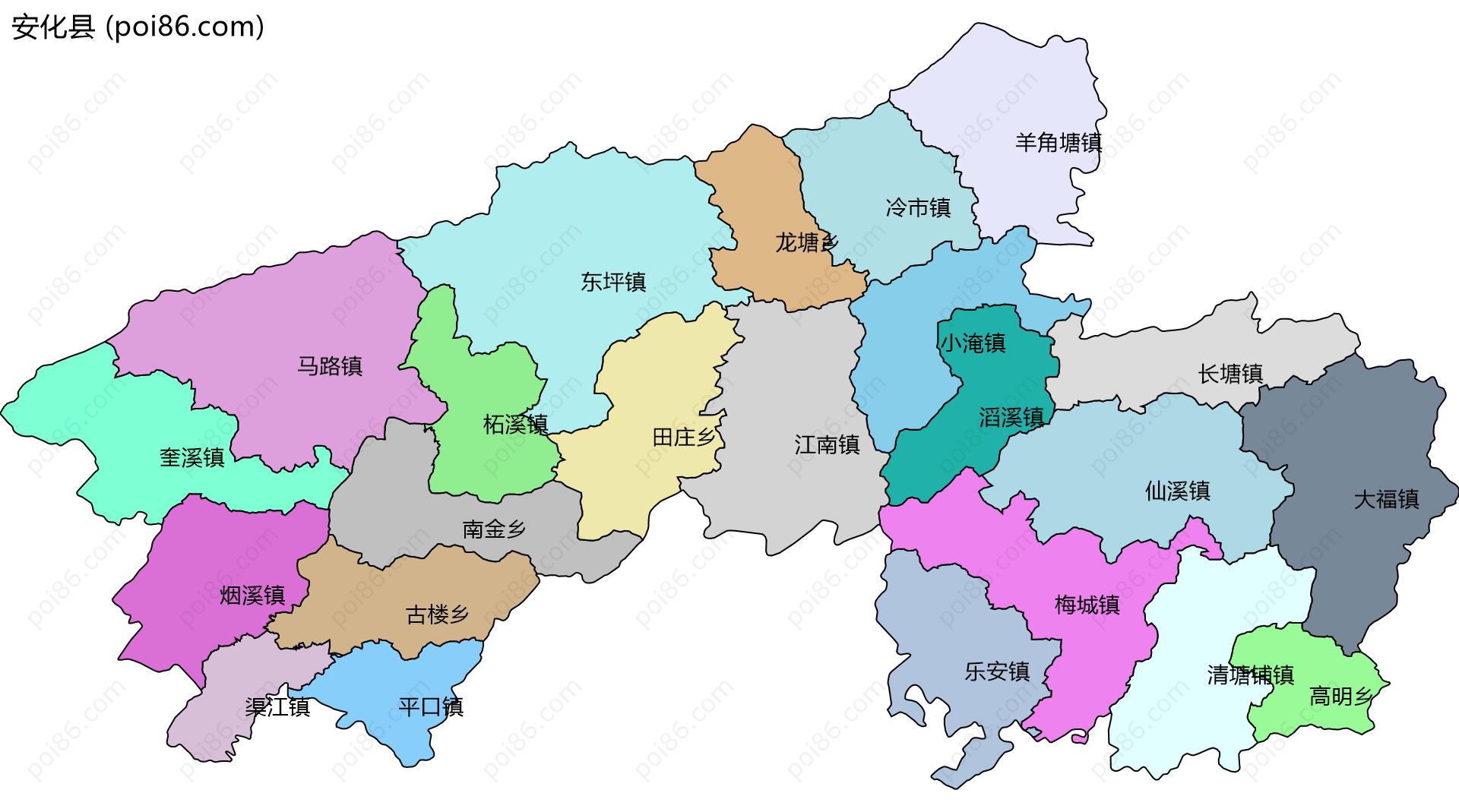 安化县边界地图