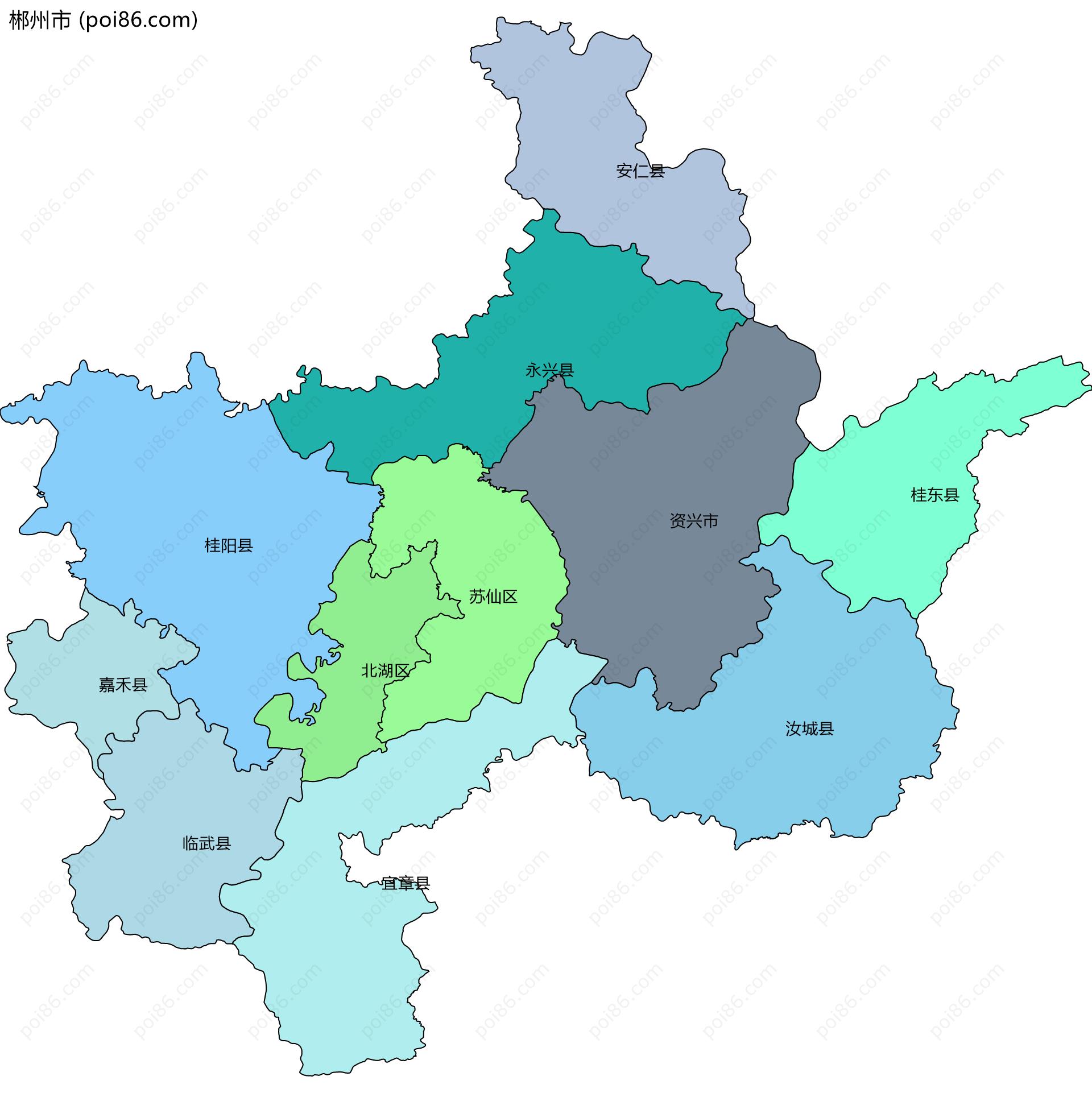 郴州市边界地图