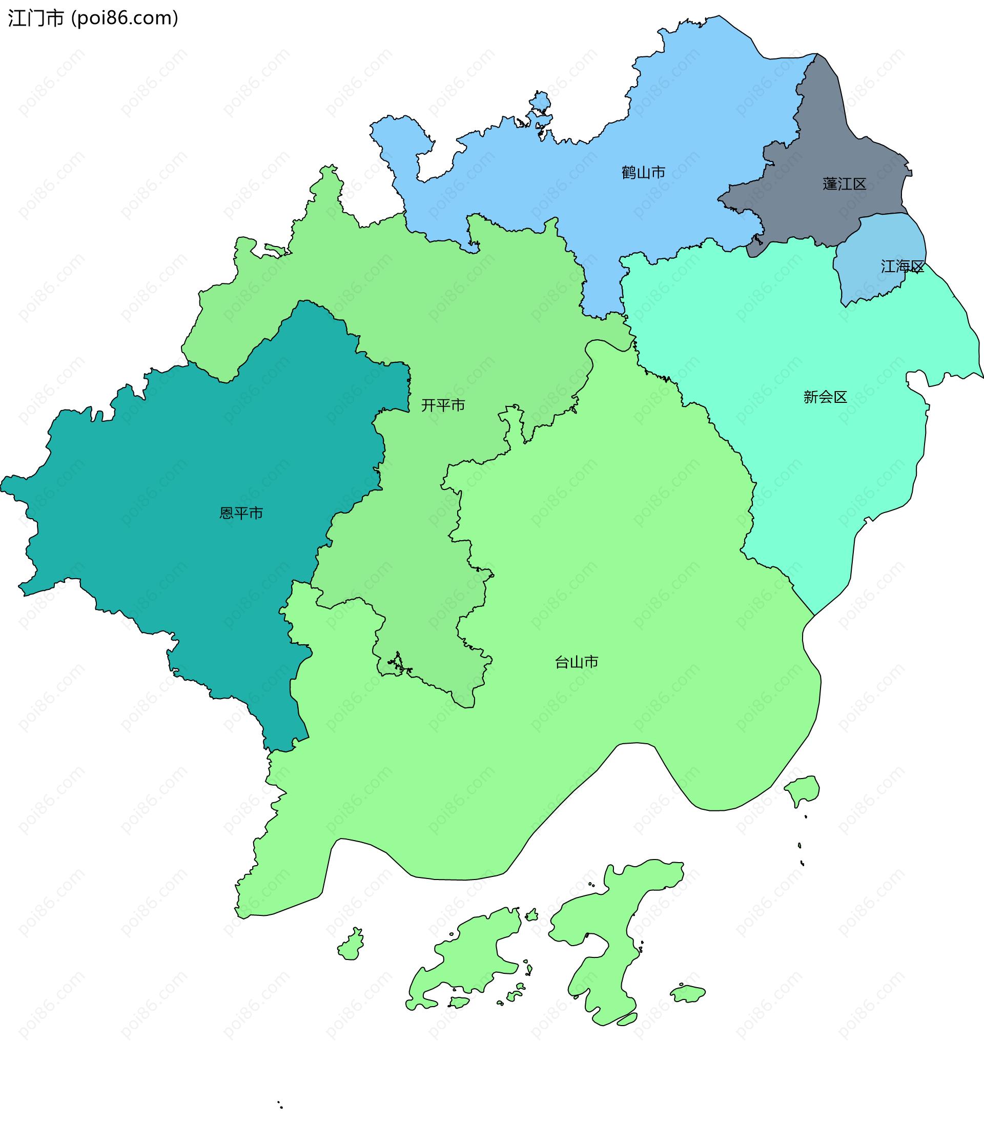 江门市边界地图