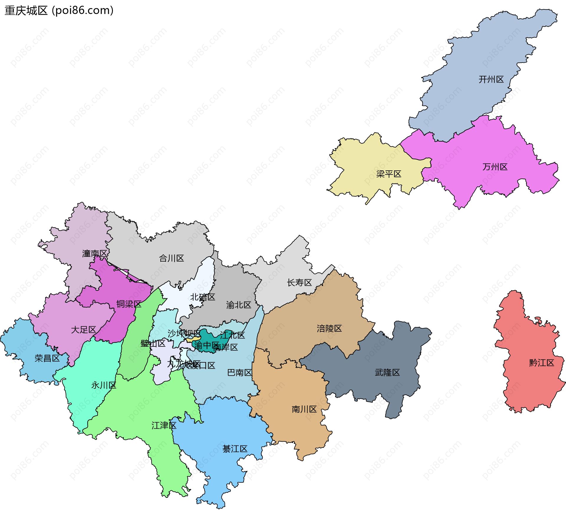 重庆城区边界地图