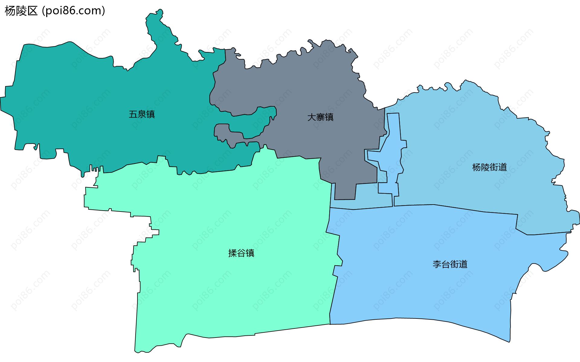 杨陵区边界地图