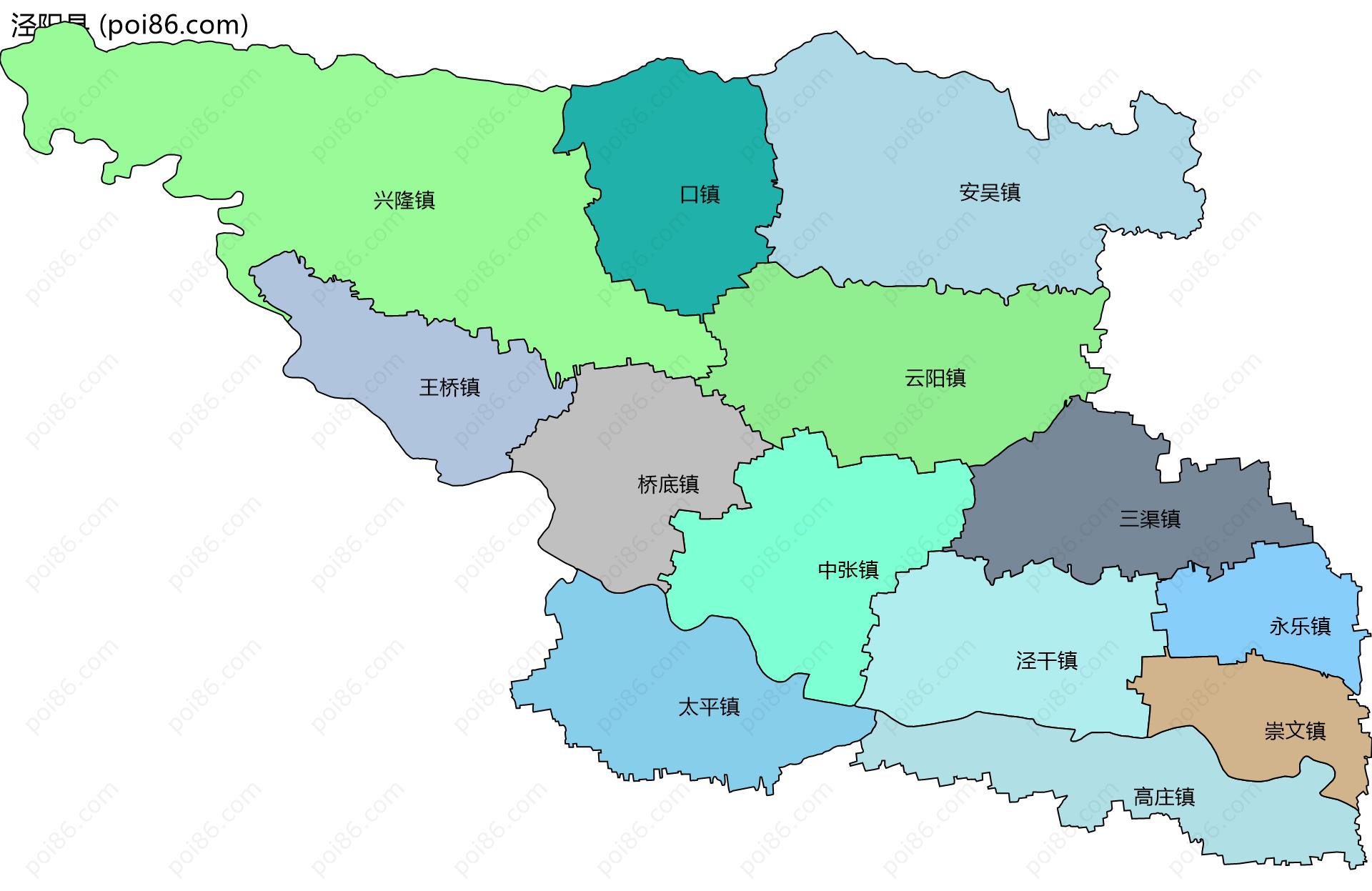泾阳县边界地图
