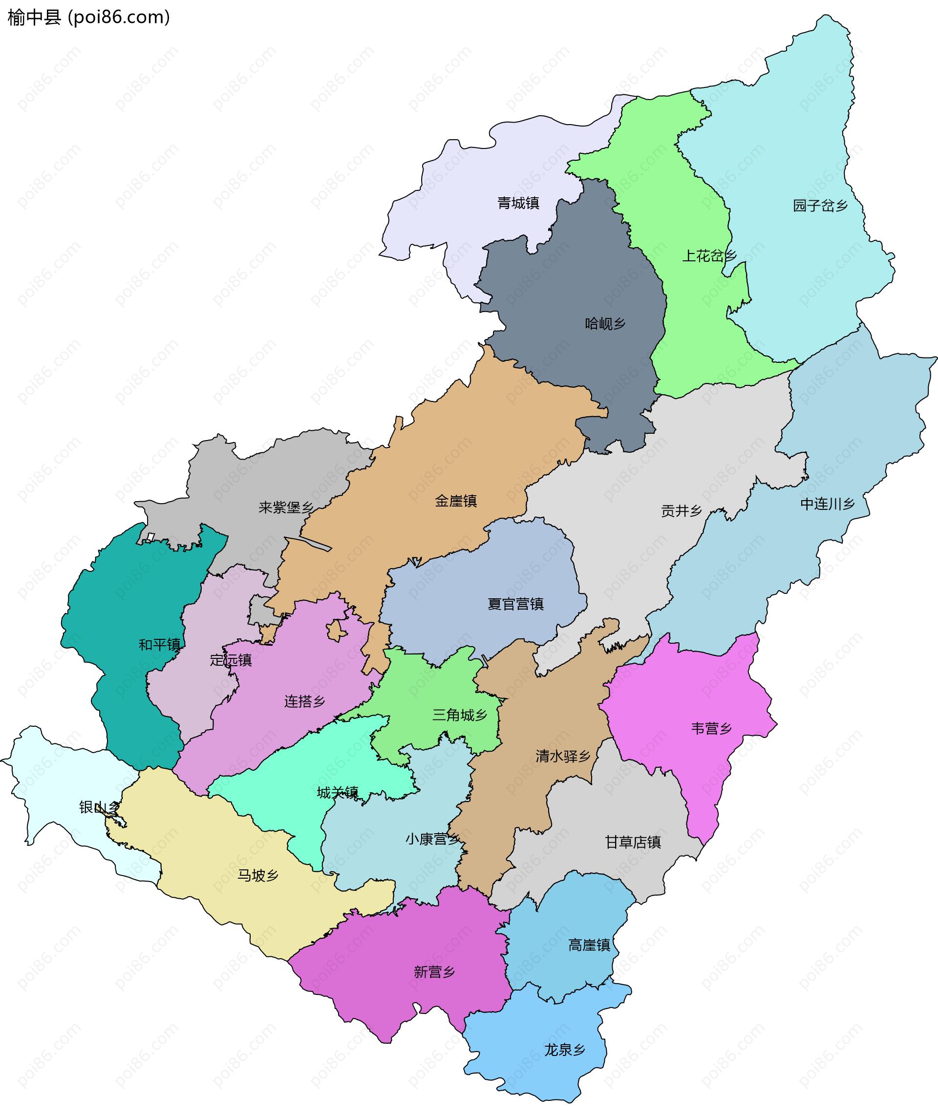 榆中县边界地图