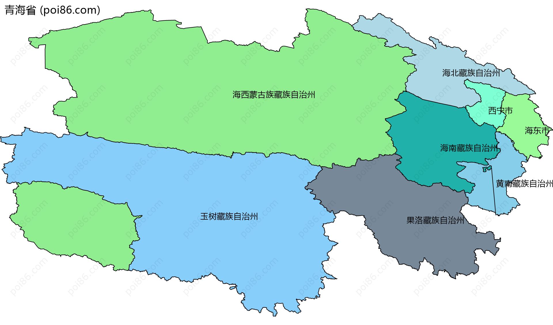 青海省边界地图