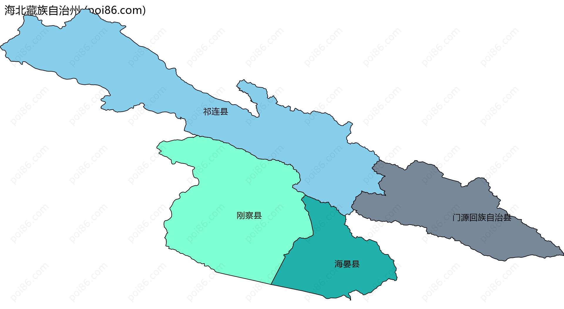 海北藏族自治州边界地图