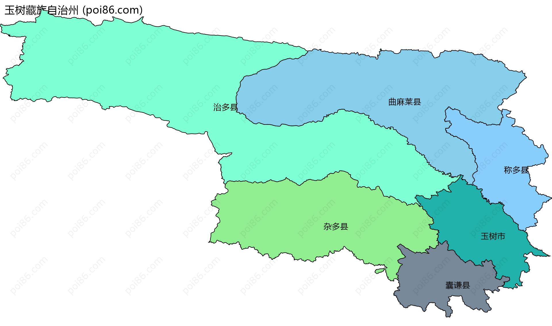 玉树藏族自治州边界地图