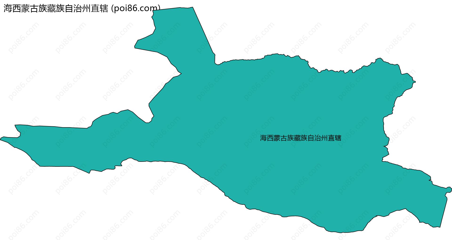 海西蒙古族藏族自治州直辖边界地图