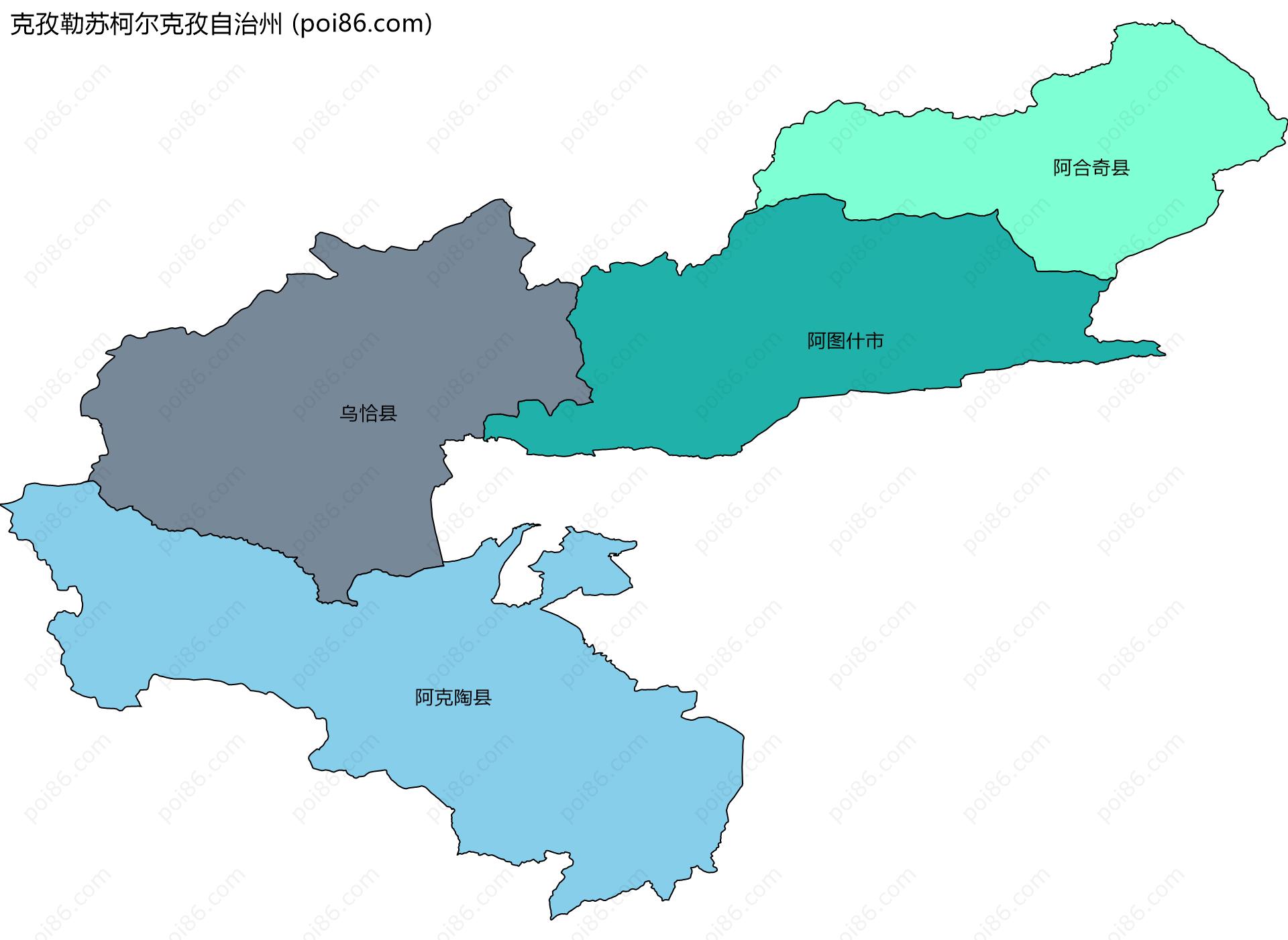 克孜勒苏柯尔克孜自治州边界地图