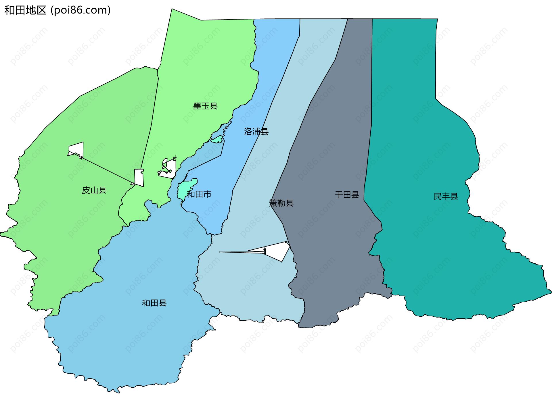 和田地区边界地图