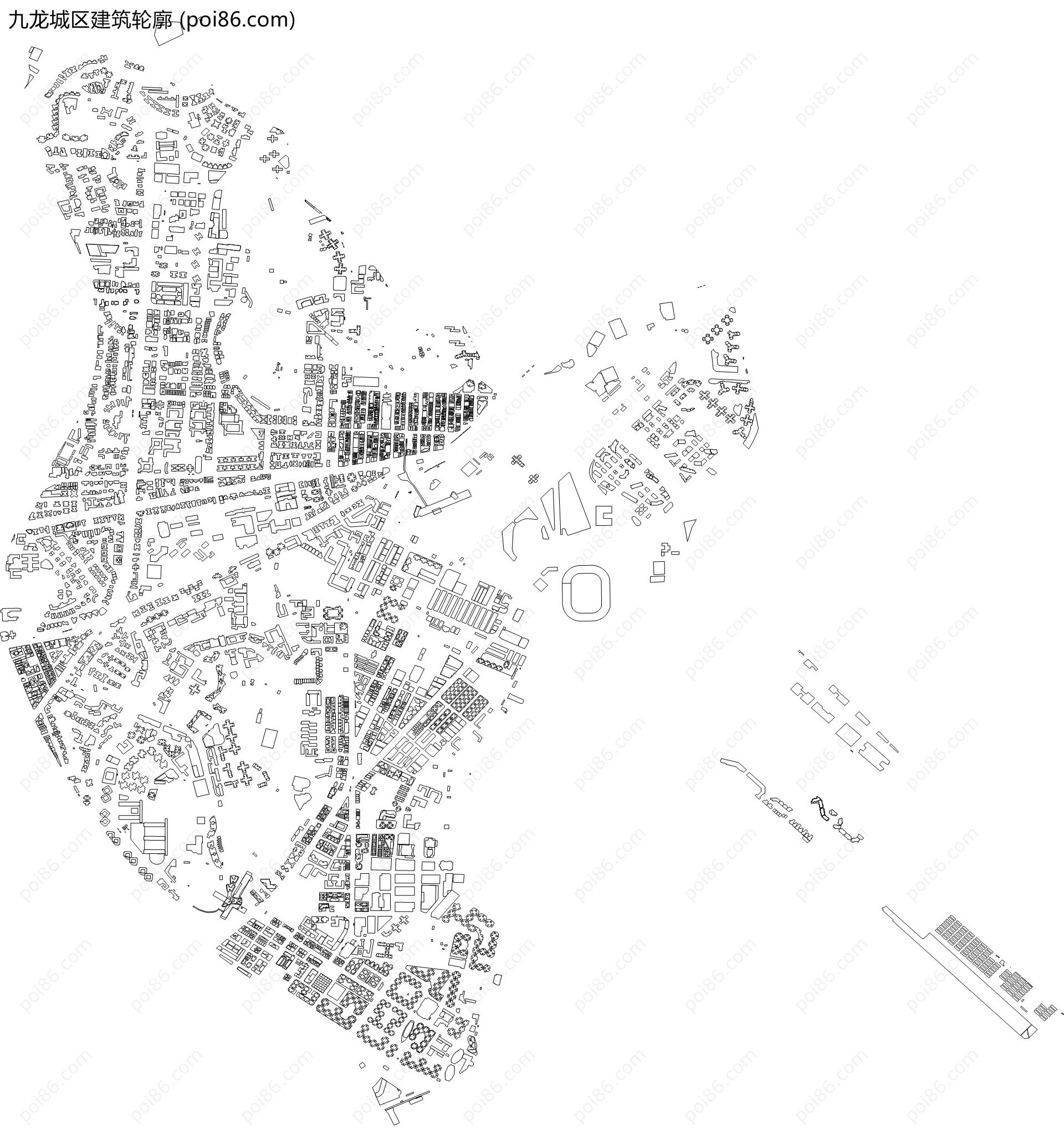 九龙城区建筑轮廓地图