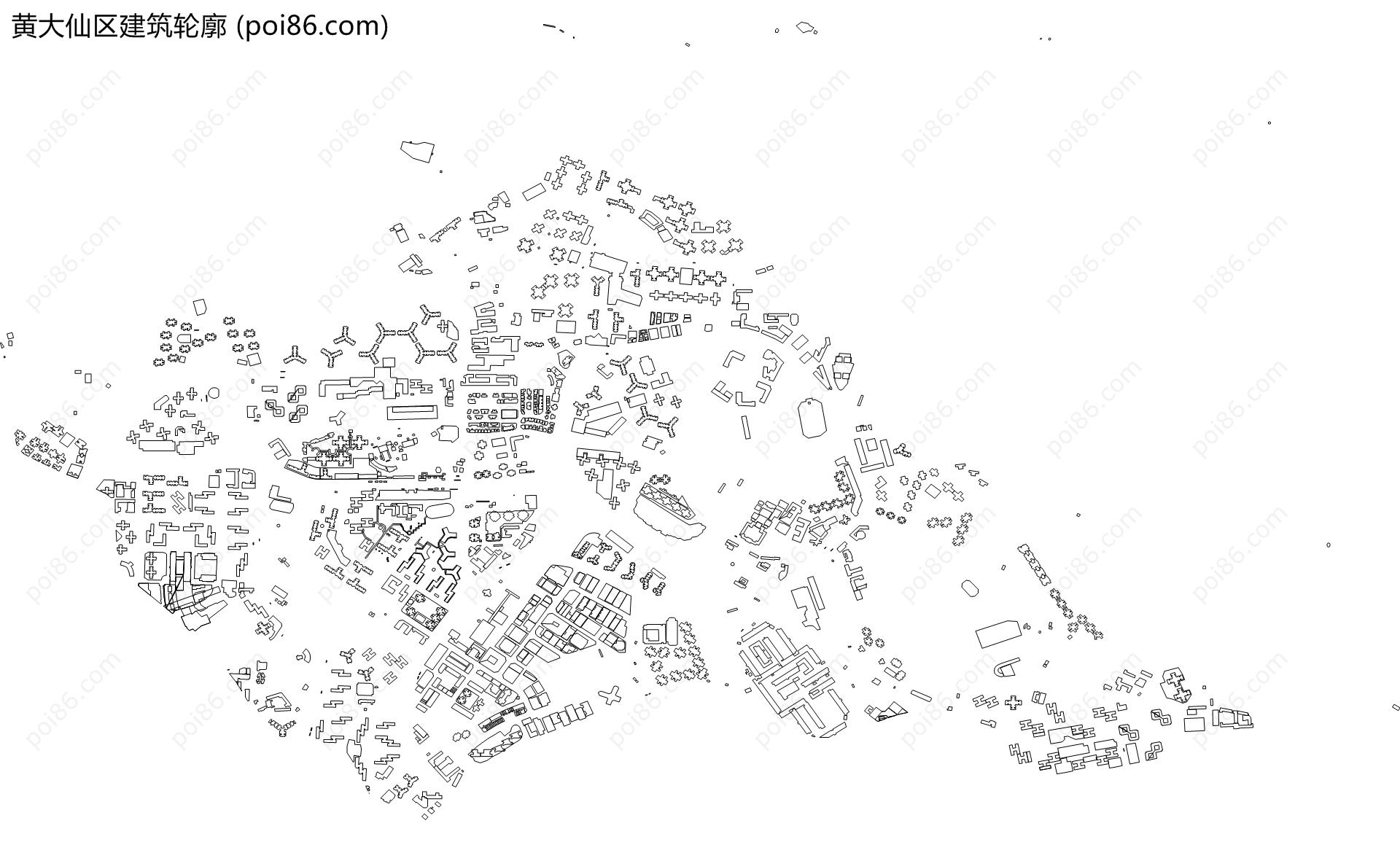 黄大仙区建筑轮廓地图