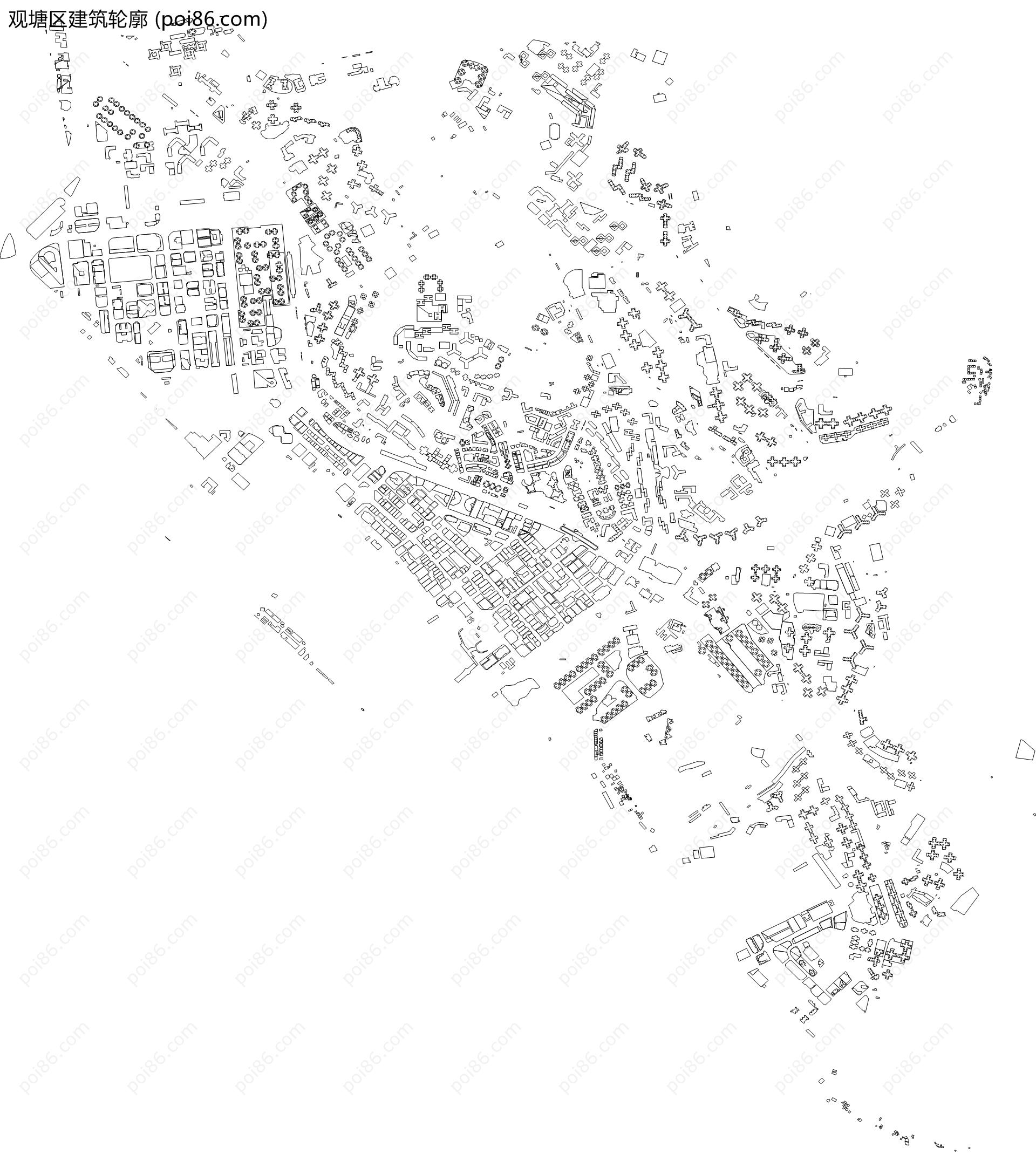 观塘区建筑轮廓地图