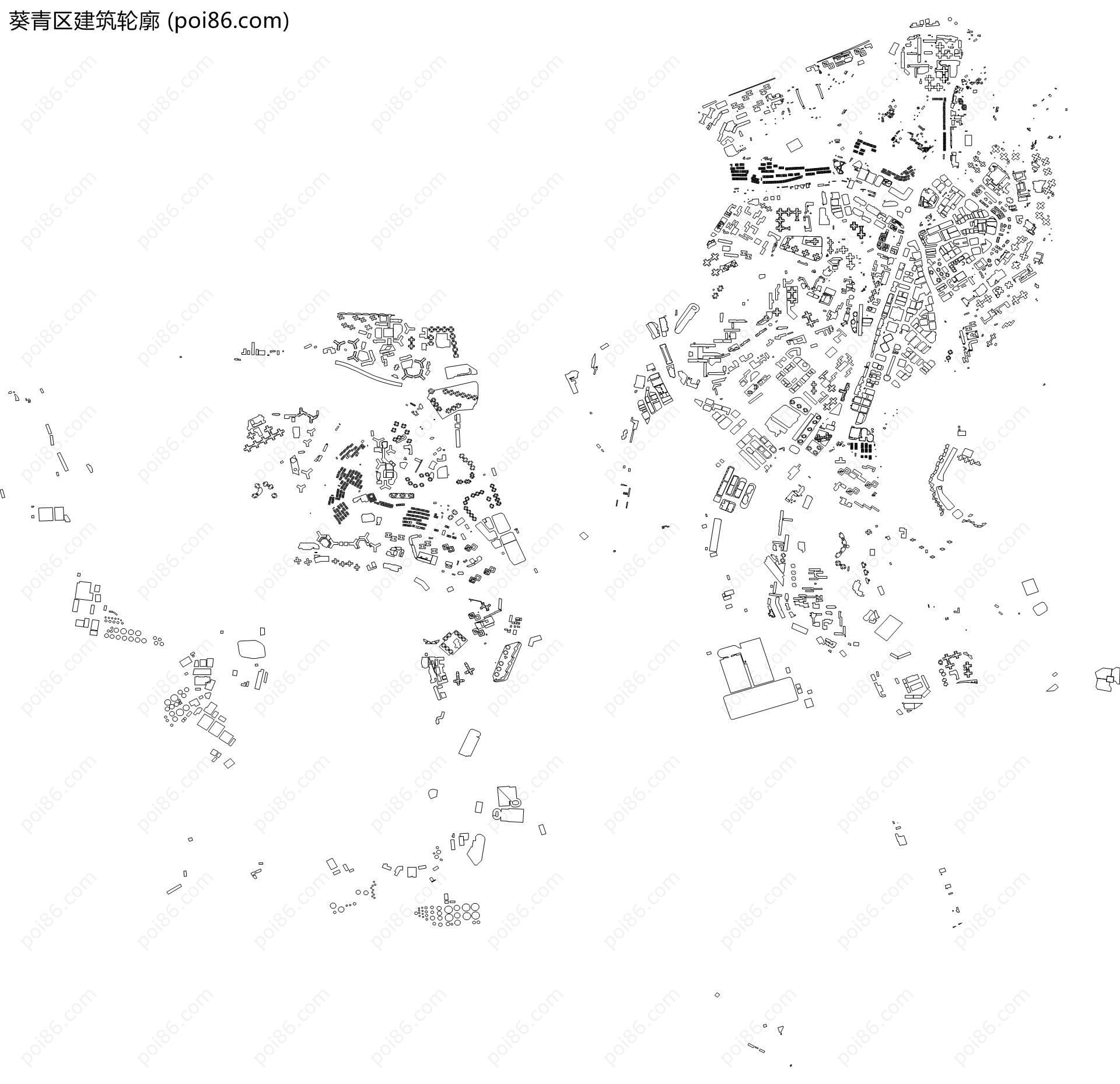 葵青区建筑轮廓地图