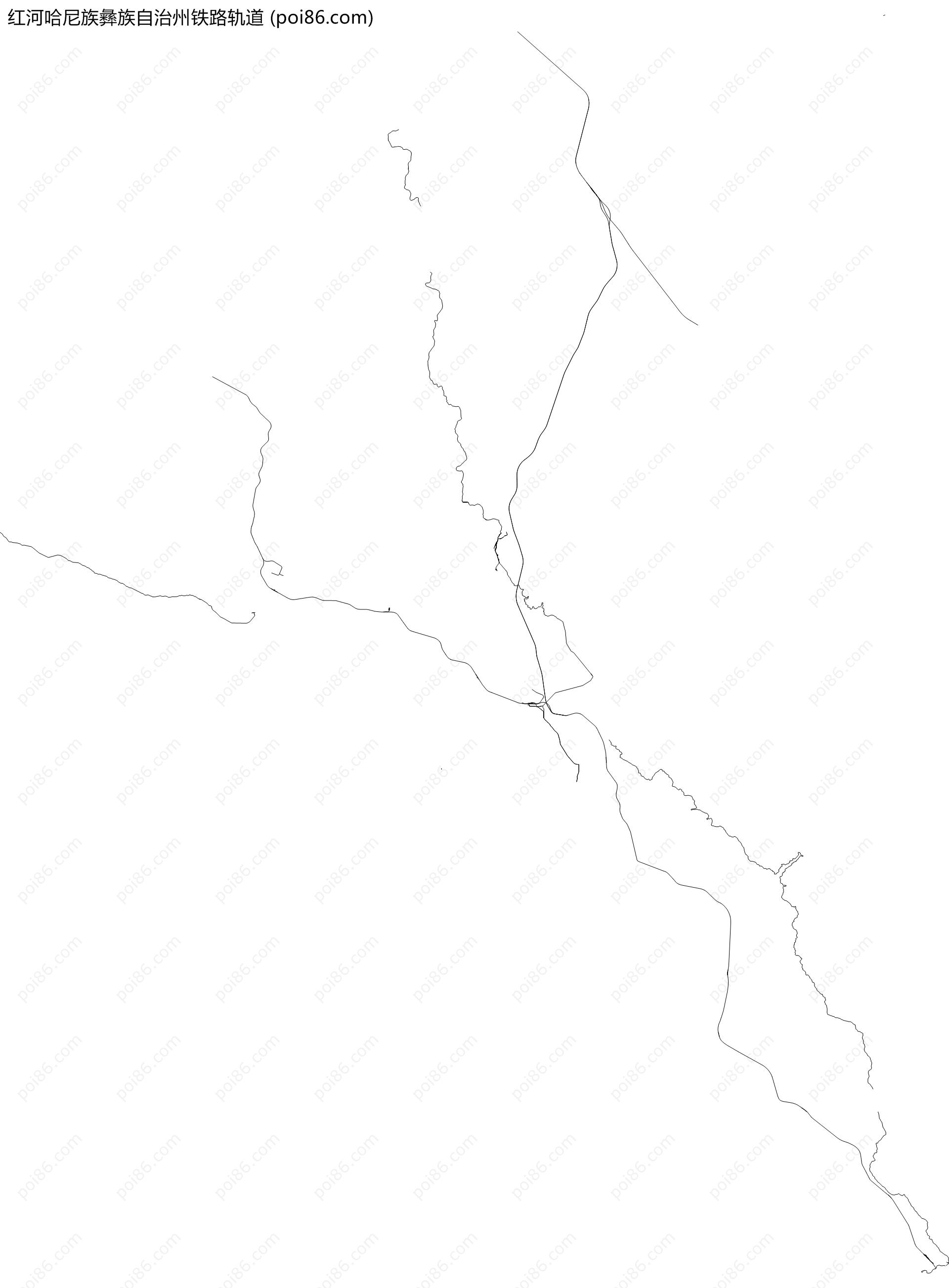 红河哈尼族彝族自治州铁路轨道地图