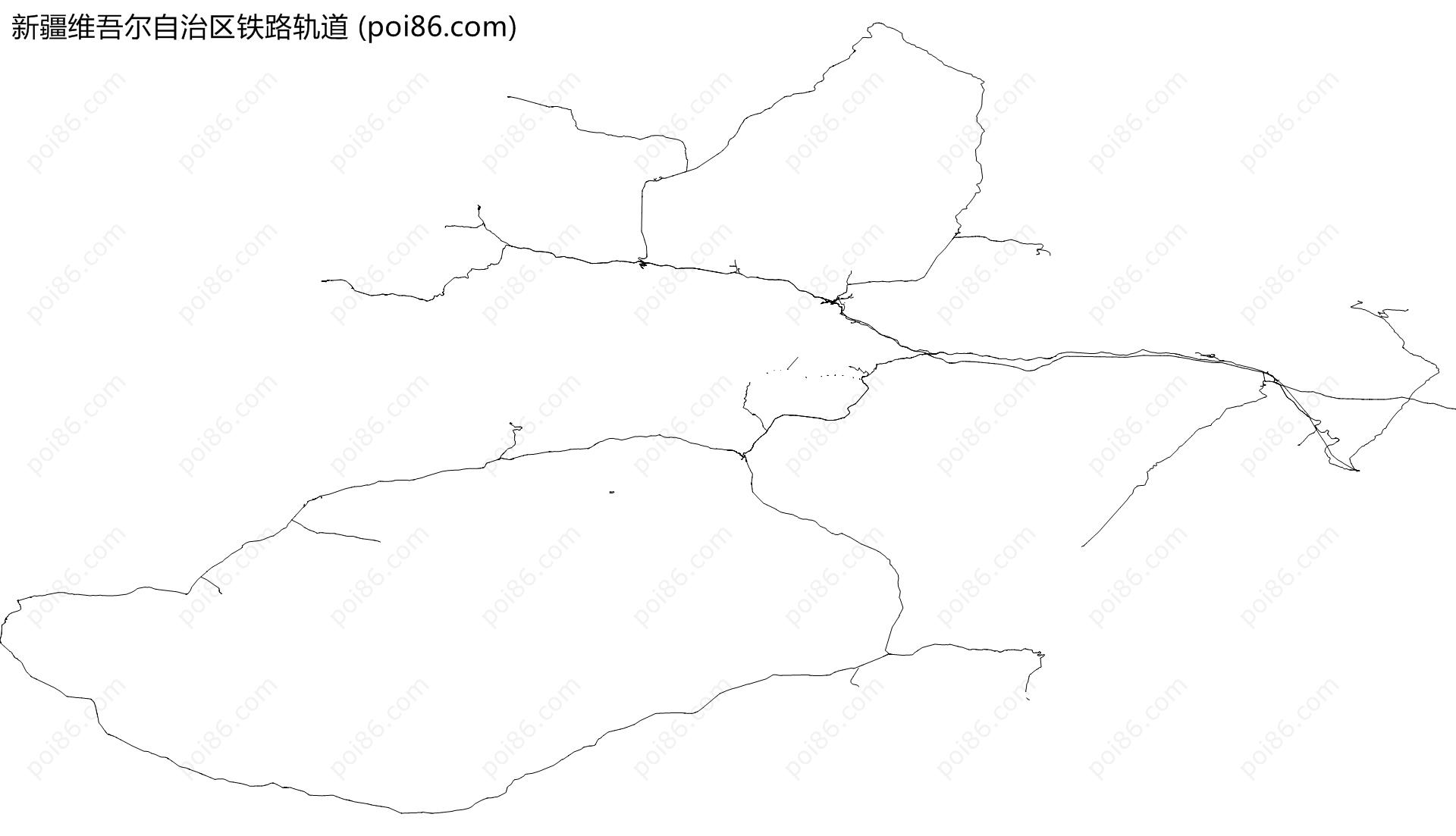 新疆维吾尔自治区铁路轨道地图