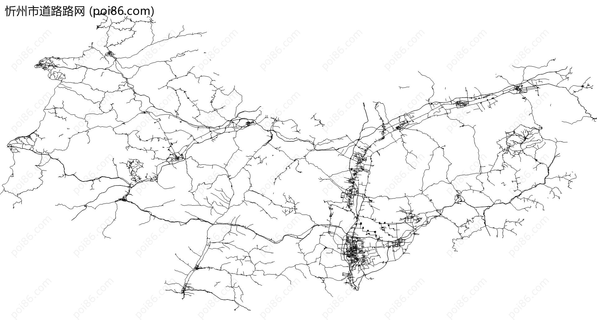 忻州市道路路网地图