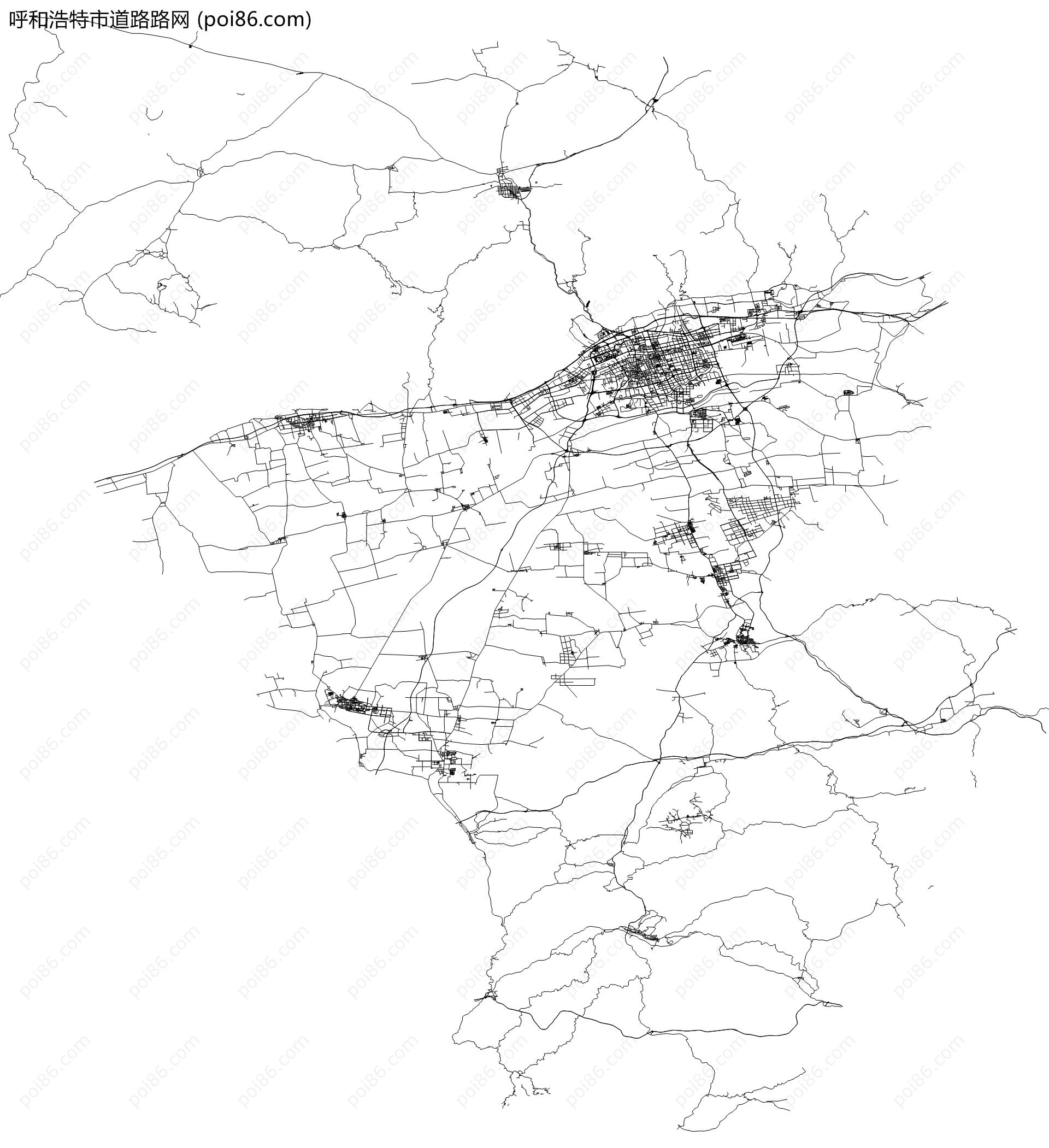 呼和浩特市道路路网地图