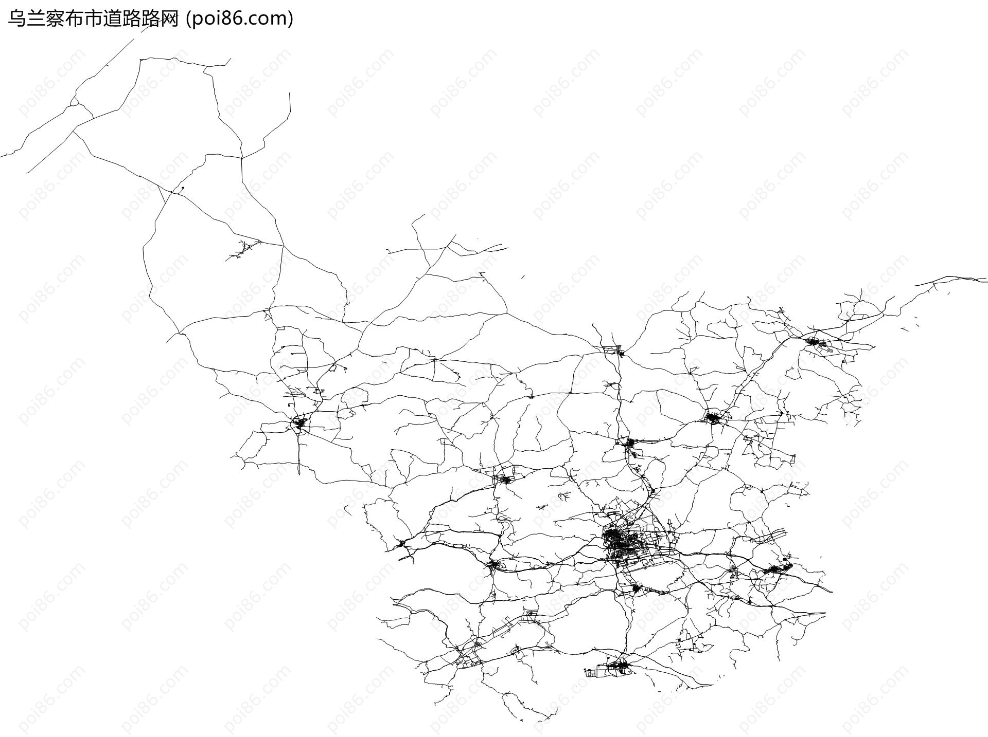 乌兰察布市道路路网地图