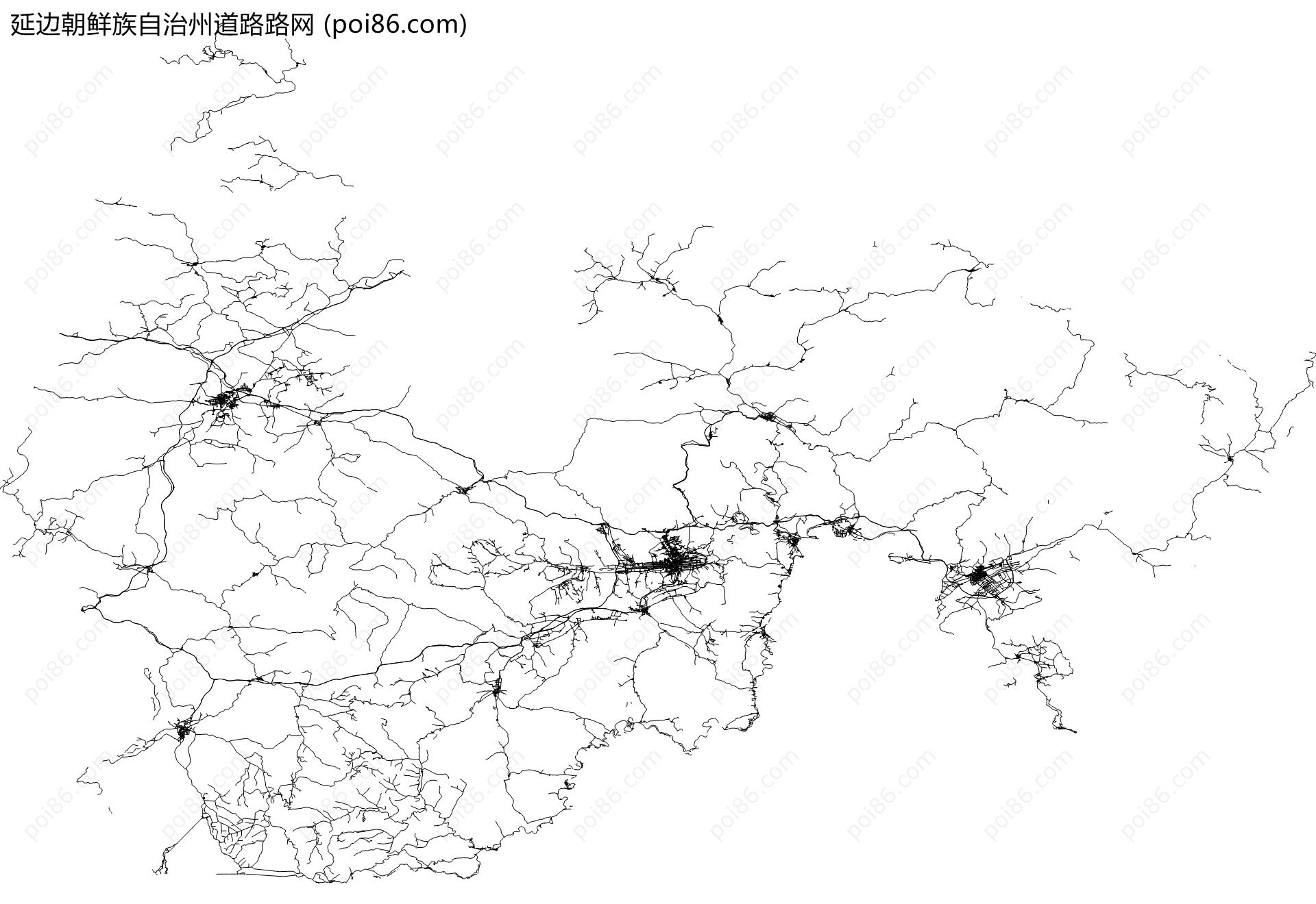 延边朝鲜族自治州道路路网地图