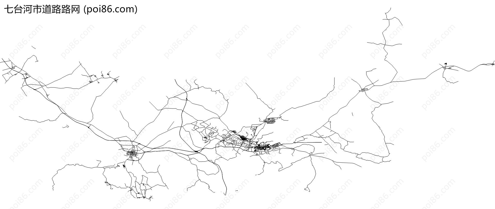 七台河市道路路网地图