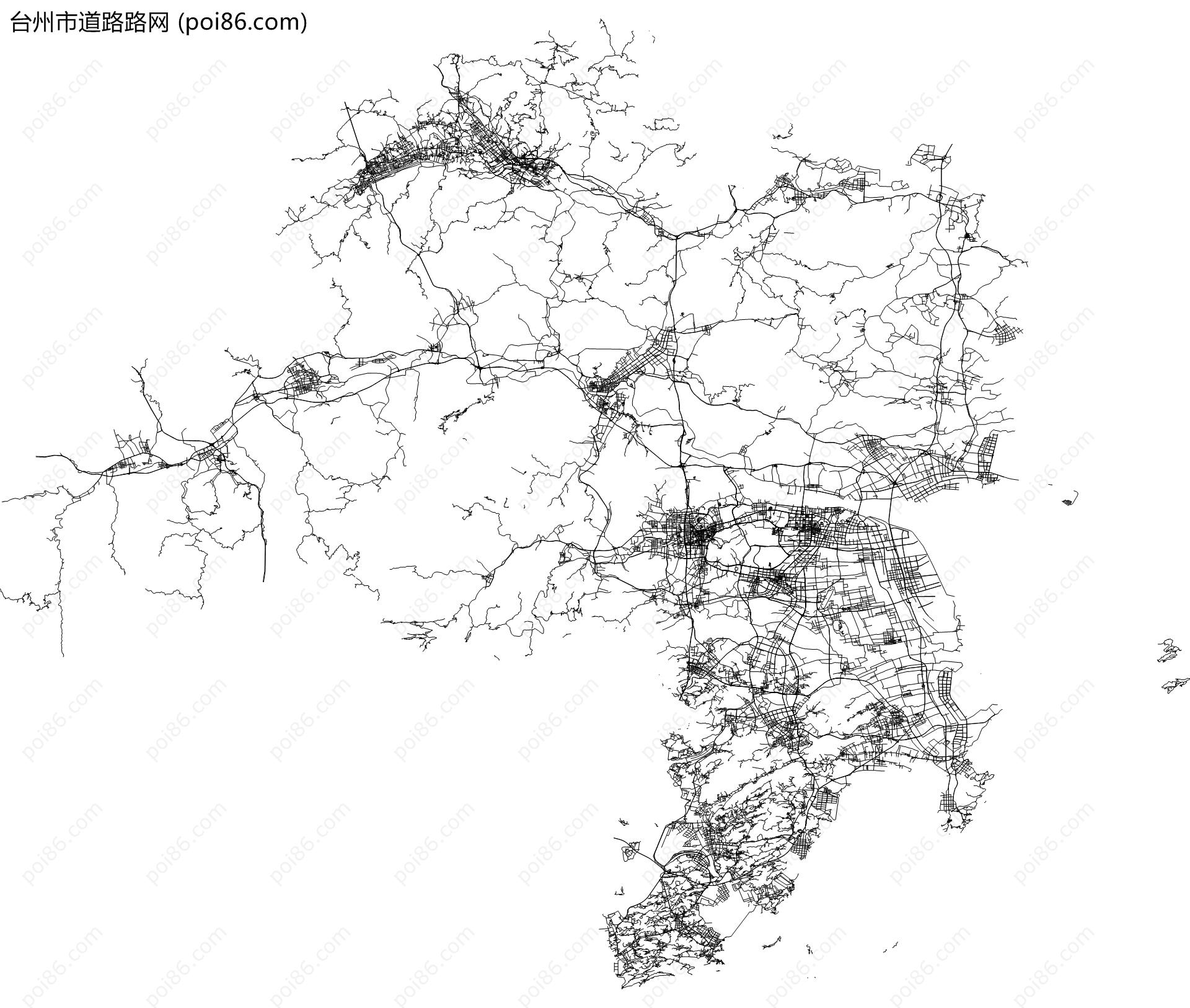 台州市道路路网地图