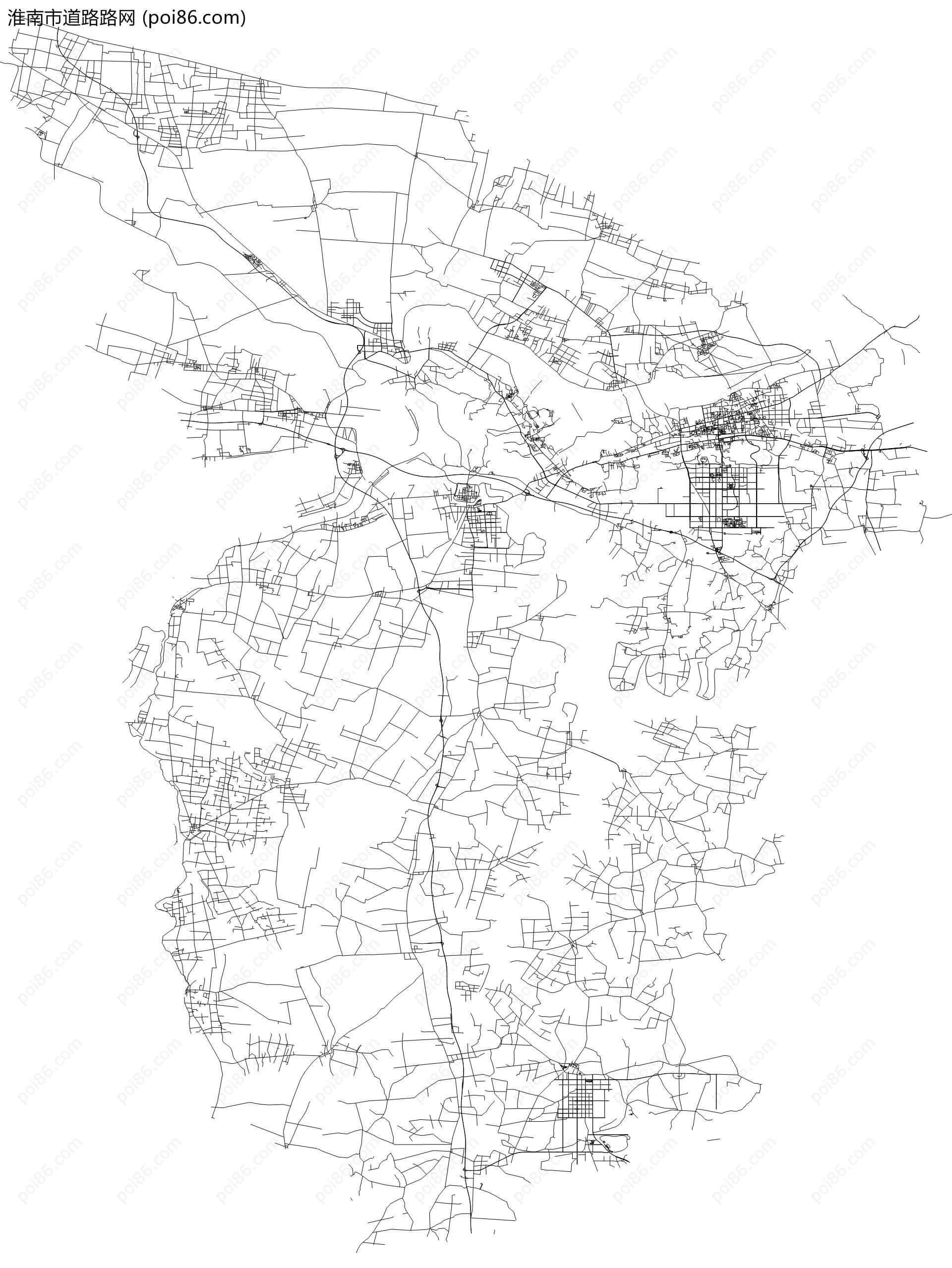 淮南市道路路网地图