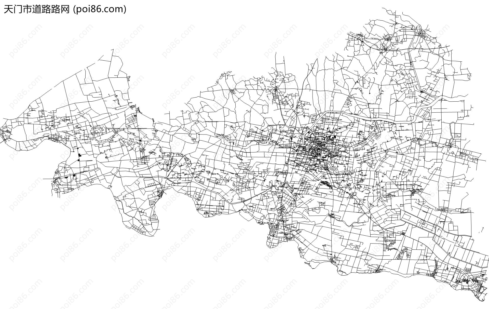 天门市道路路网地图