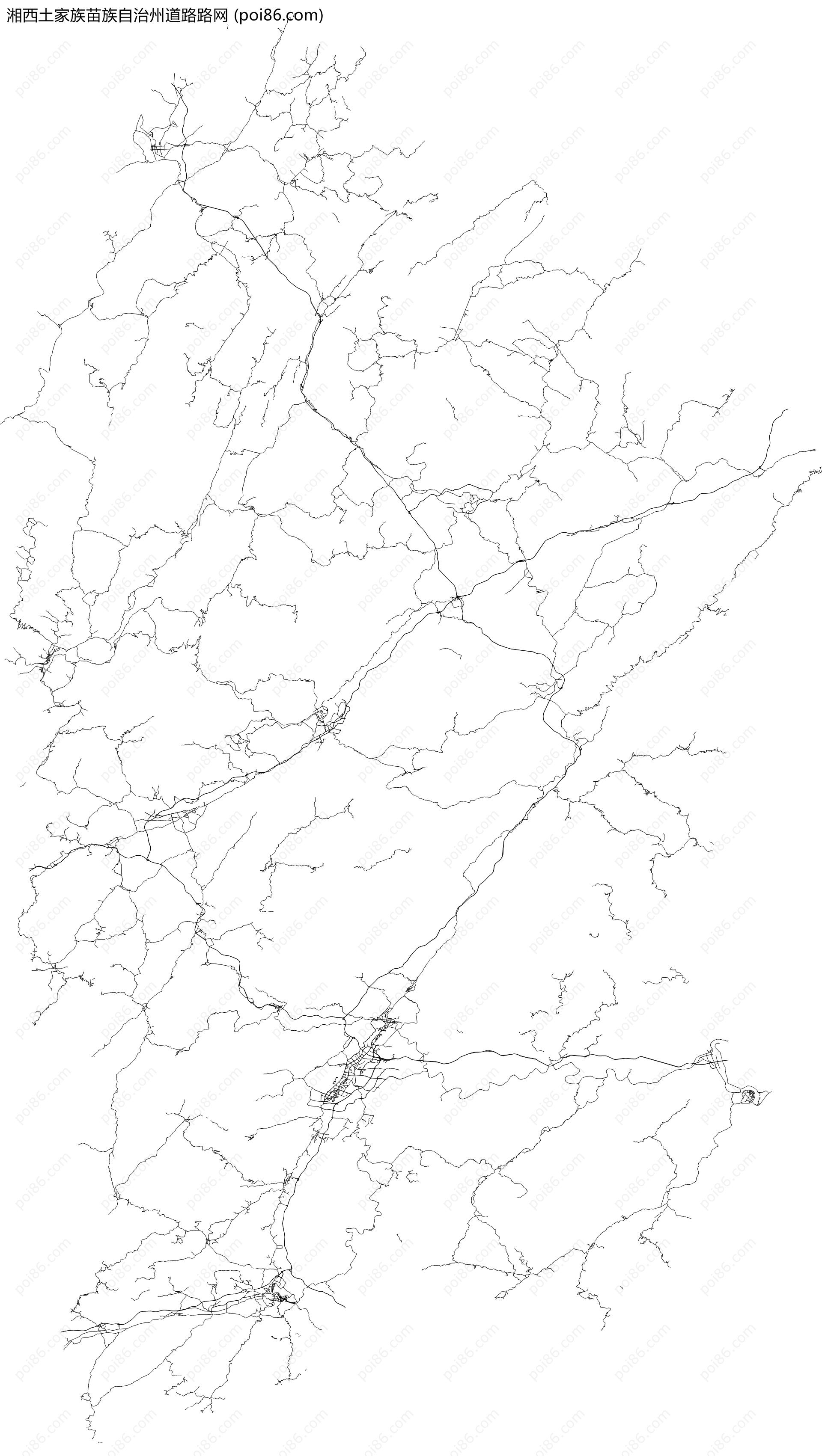 湘西土家族苗族自治州道路路网地图