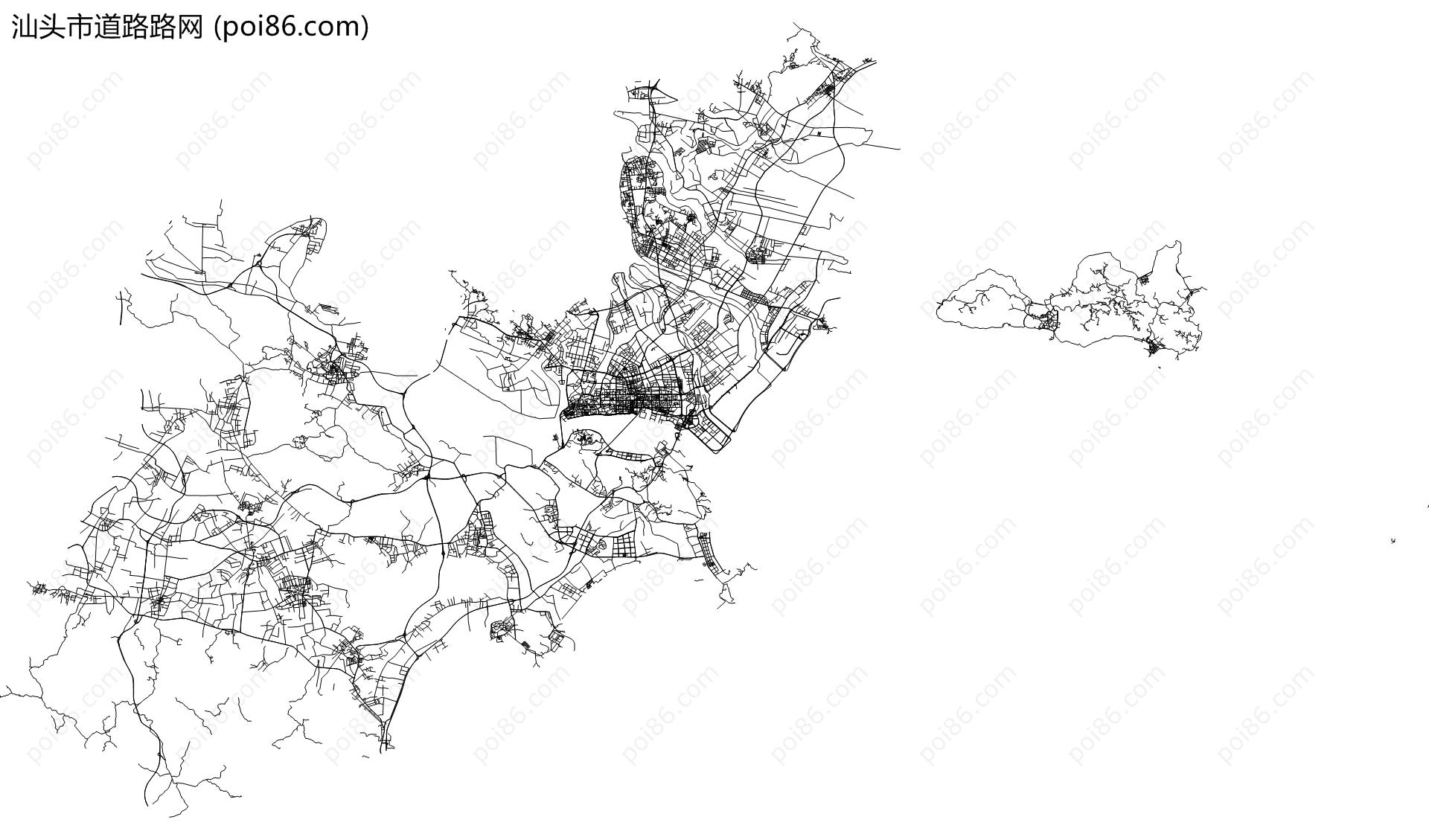 汕头市道路路网地图