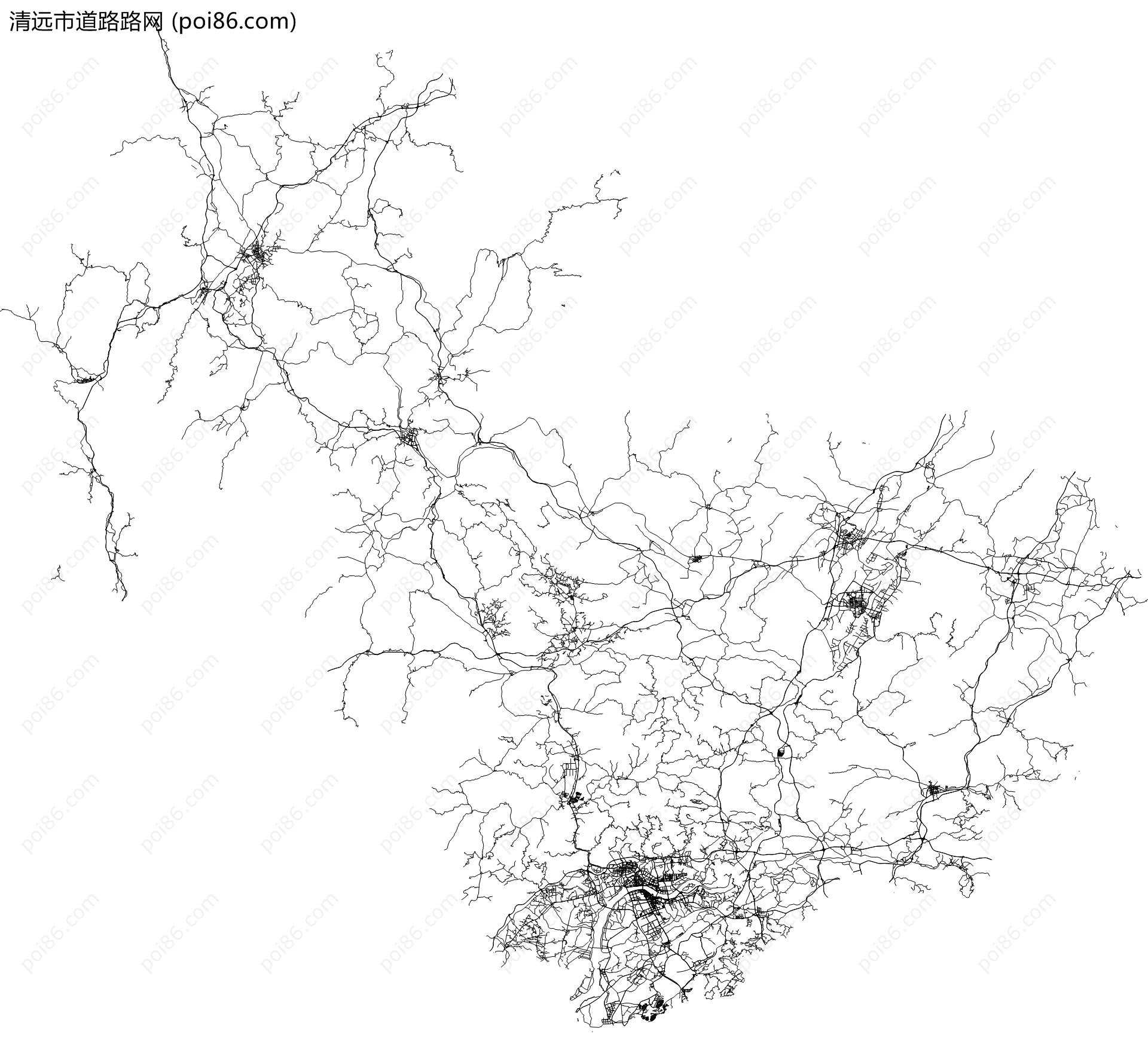 清远市道路路网地图