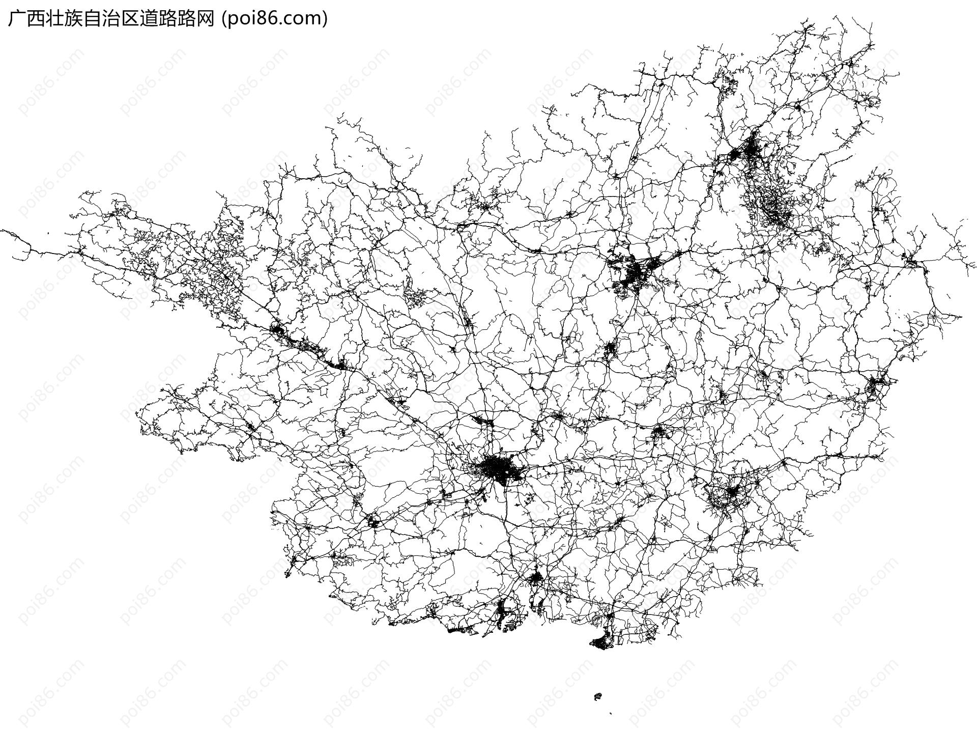 广西壮族自治区道路路网地图