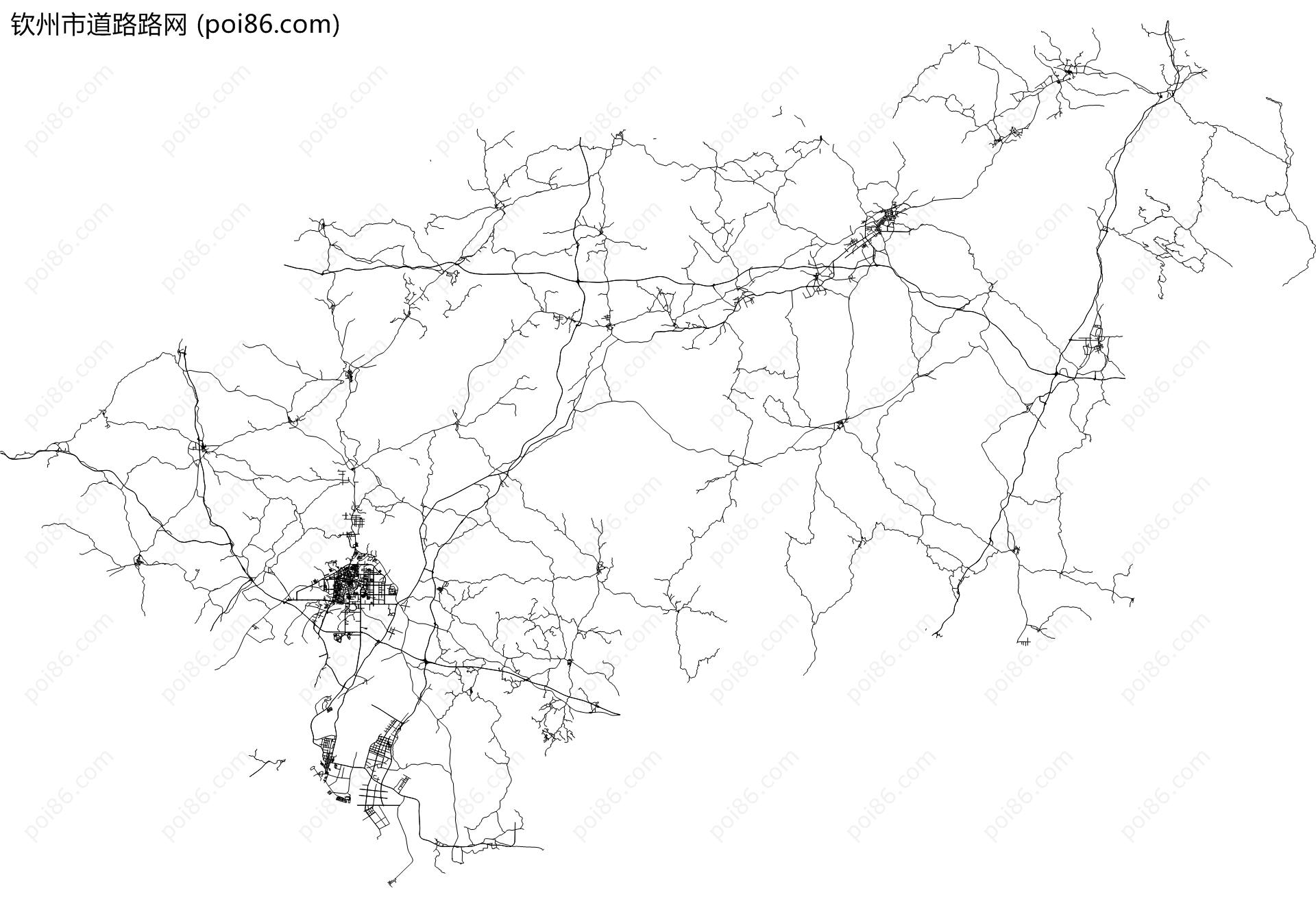 钦州市道路路网地图
