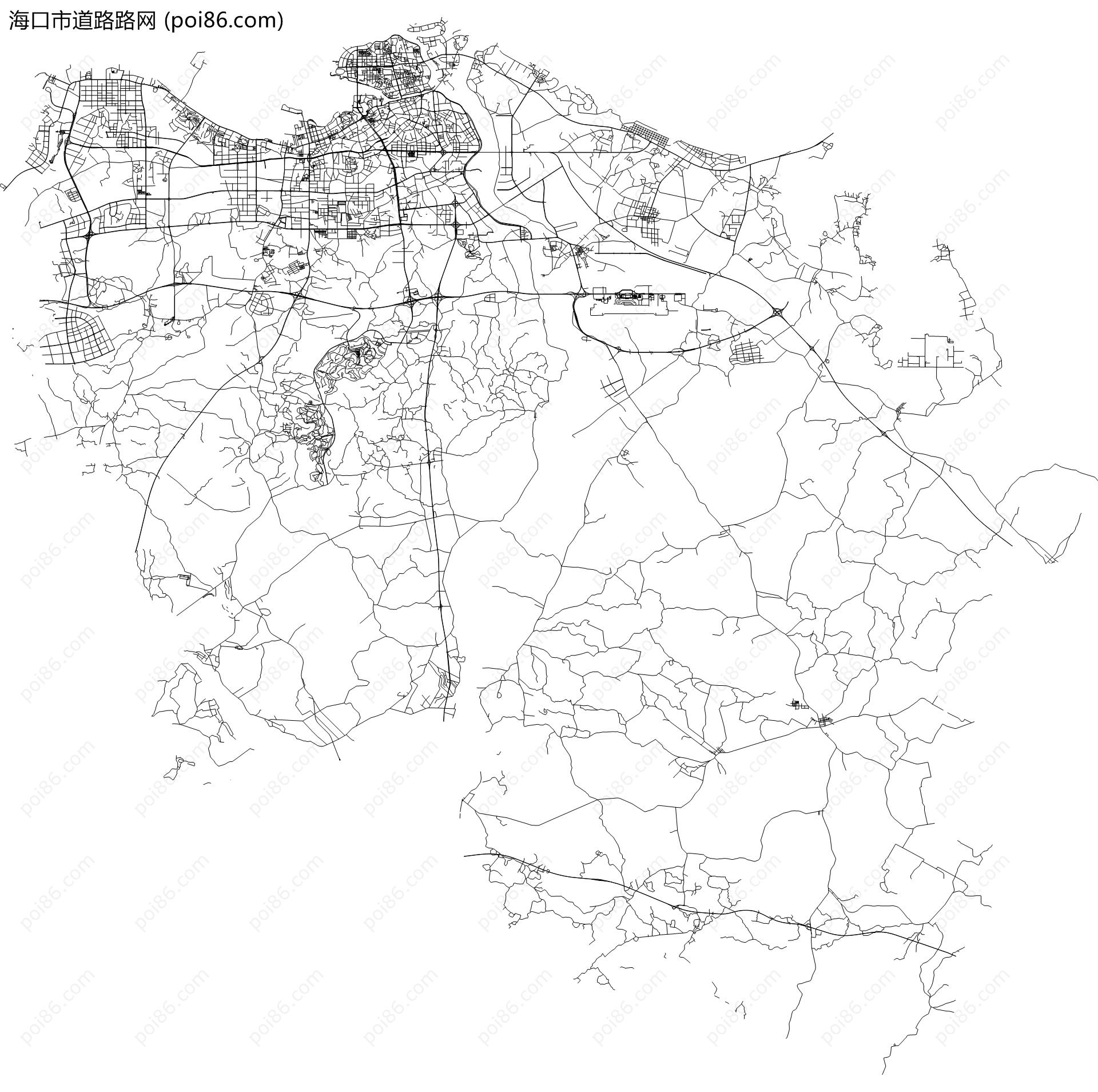 海口市道路路网地图