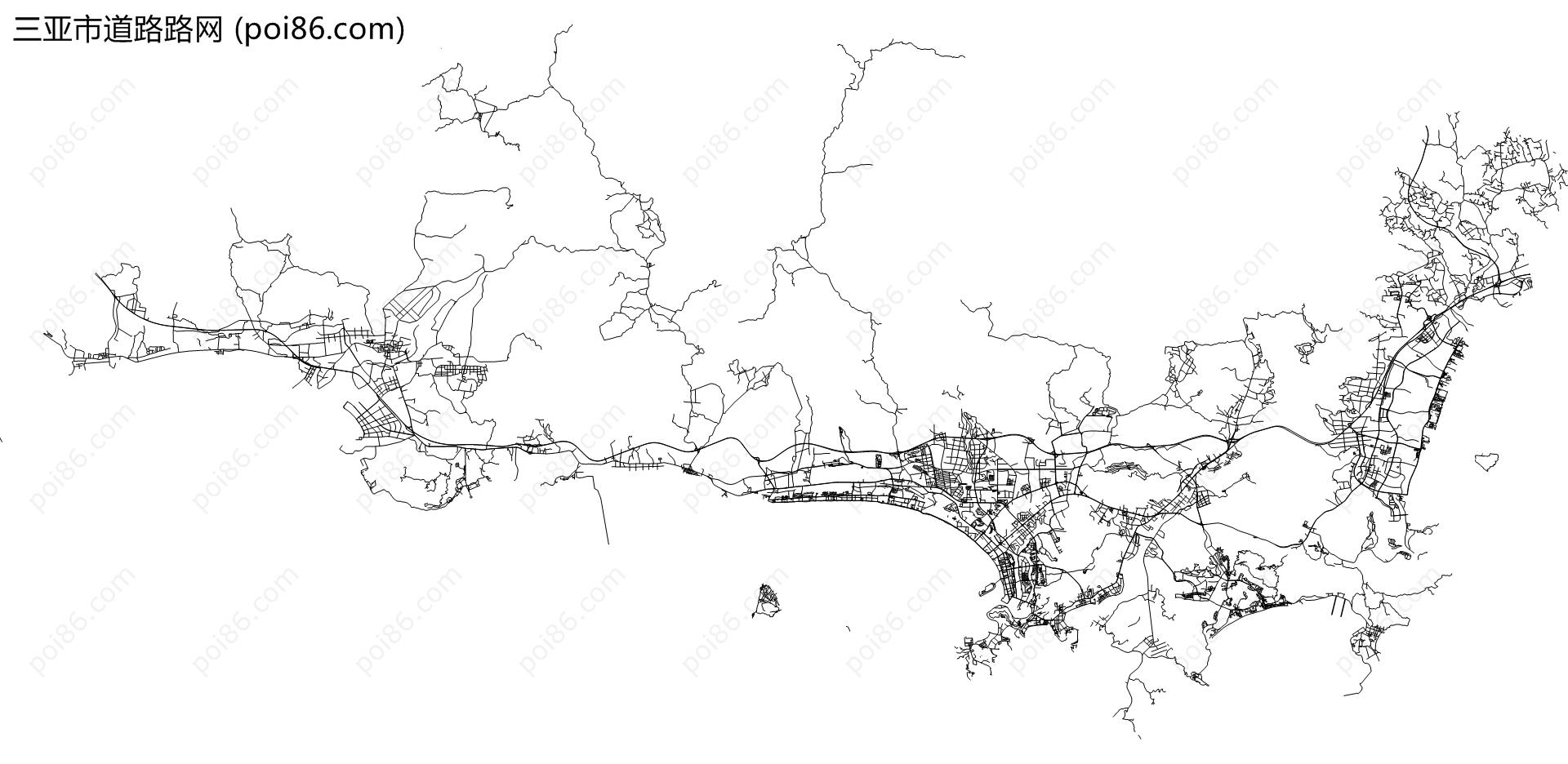 三亚市道路路网地图