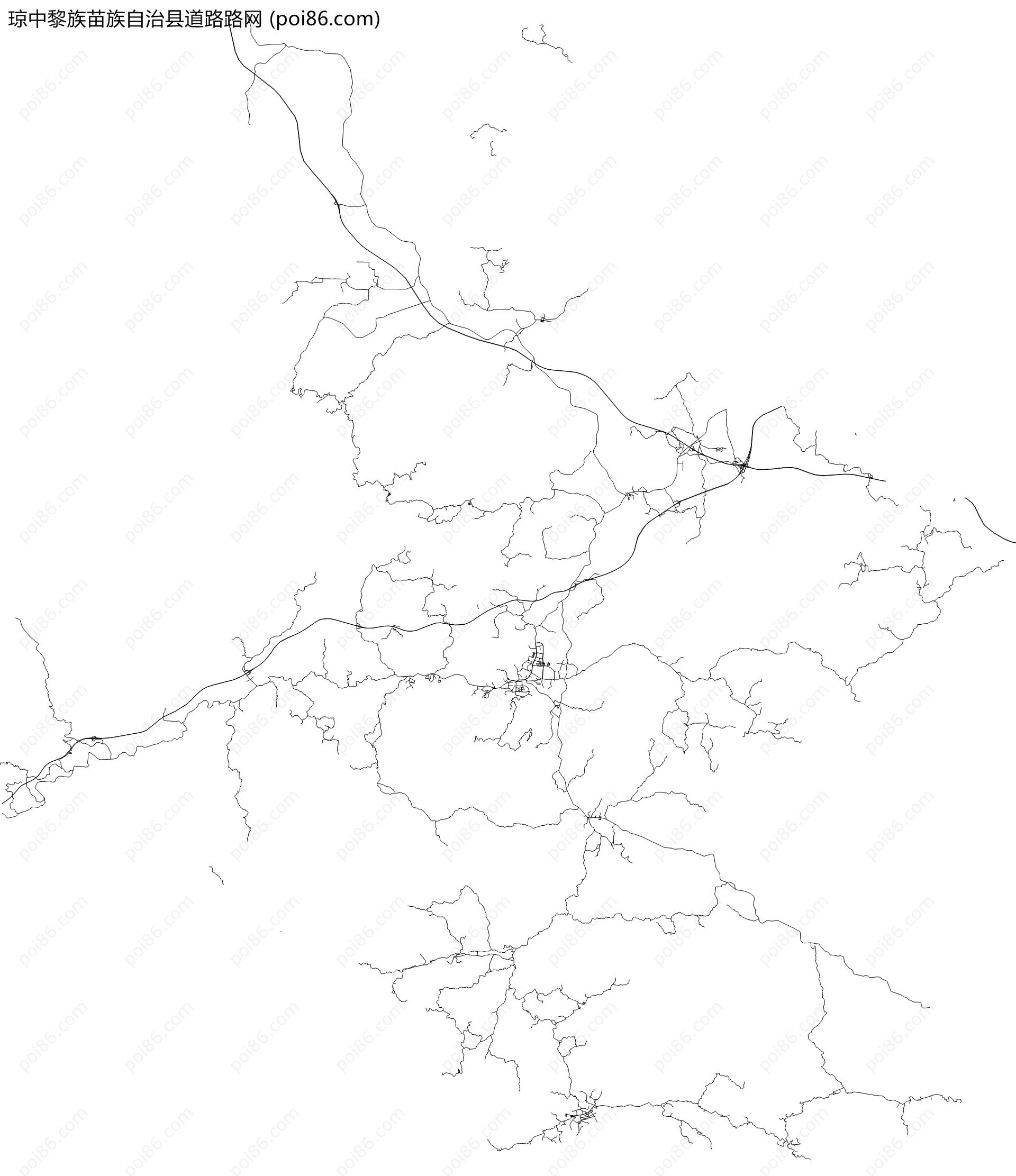 琼中黎族苗族自治县道路路网地图
