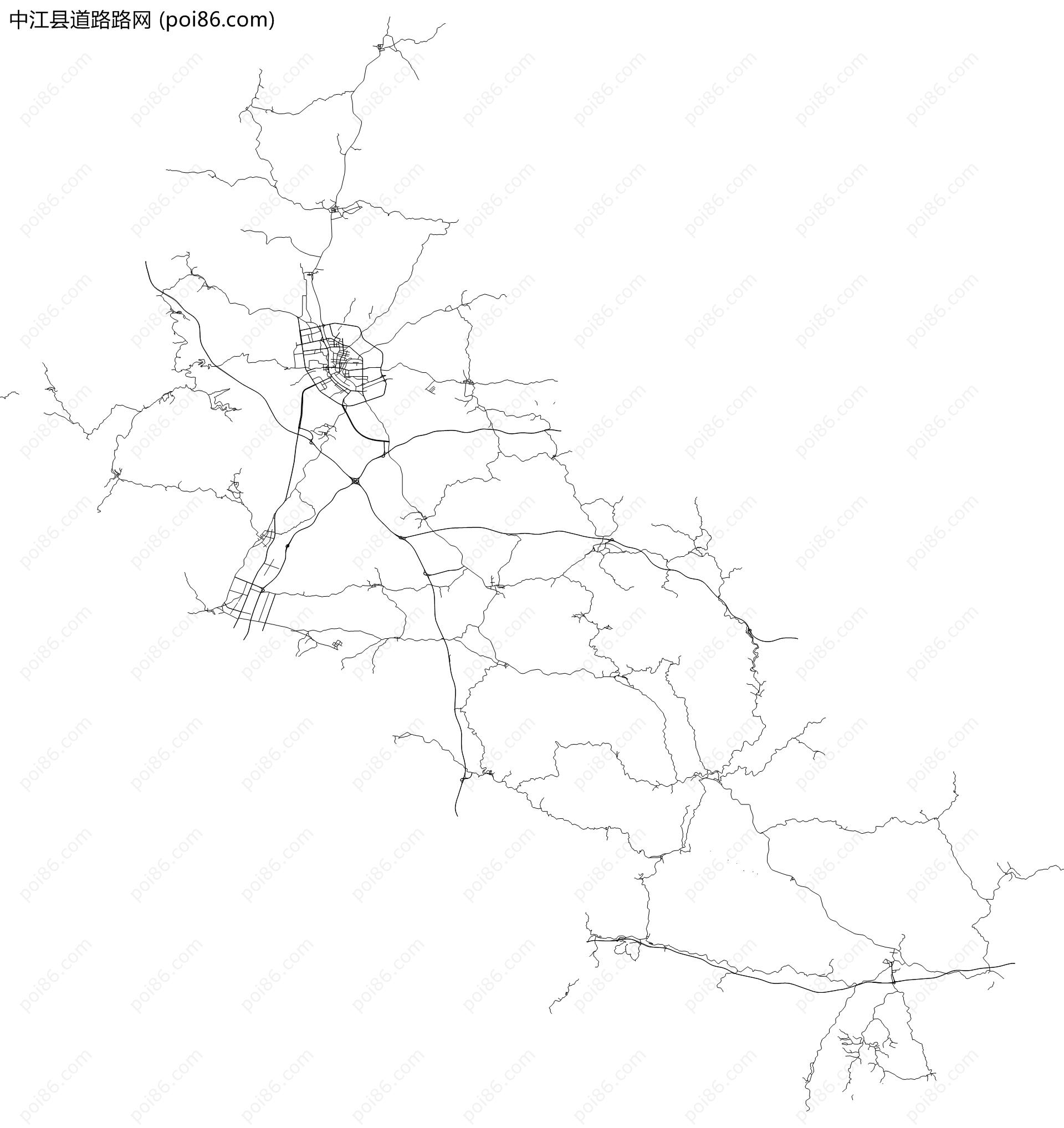 中江县道路路网地图