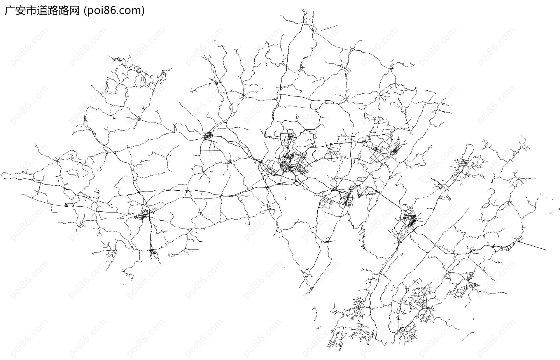 广安市道路路网地图