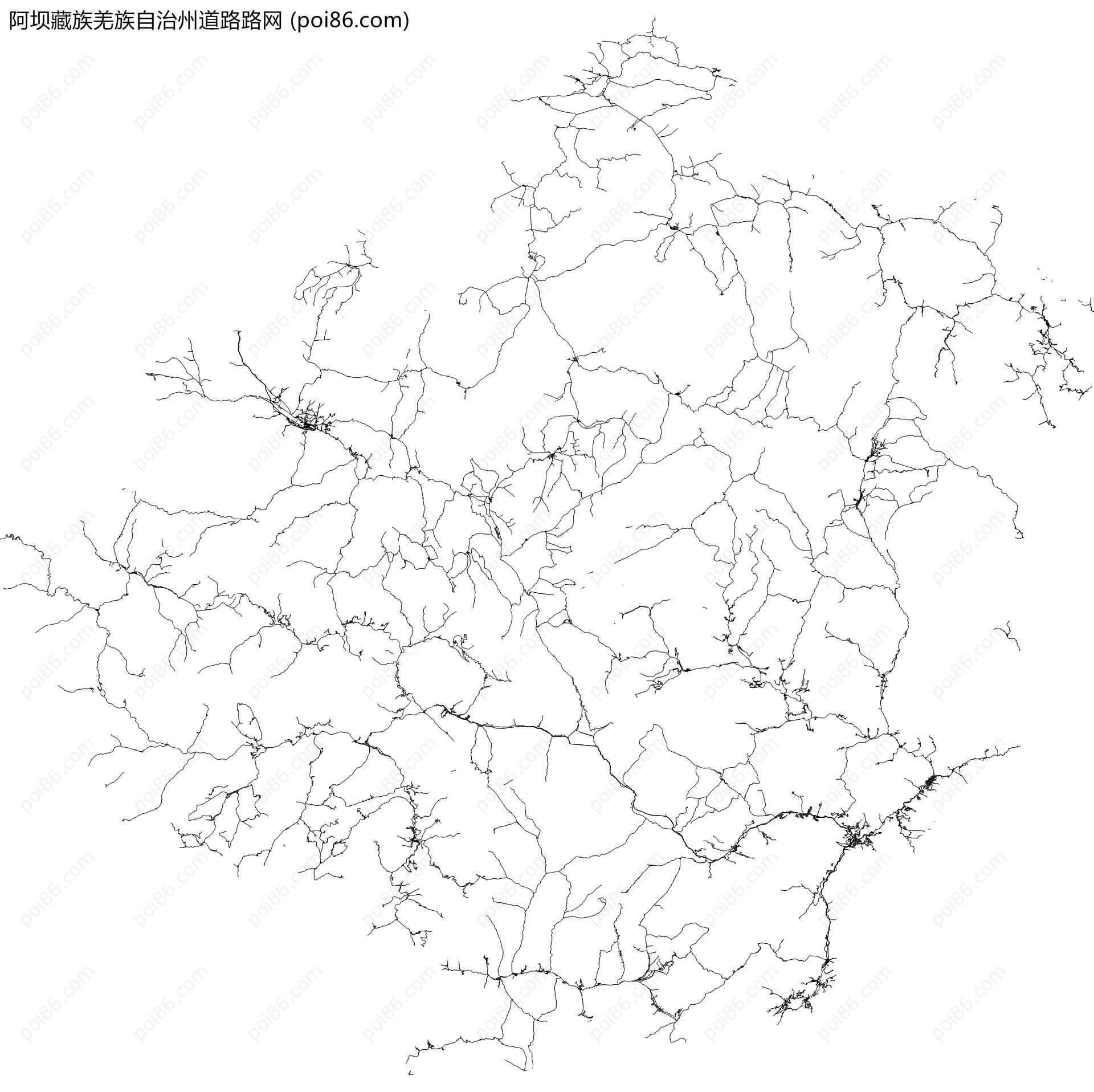 阿坝藏族羌族自治州道路路网地图
