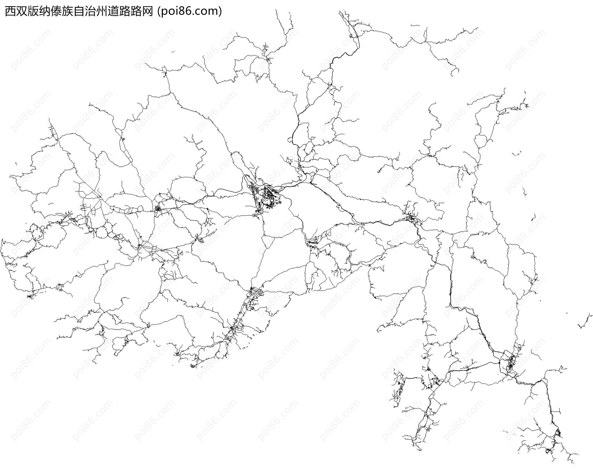 西双版纳傣族自治州道路路网地图