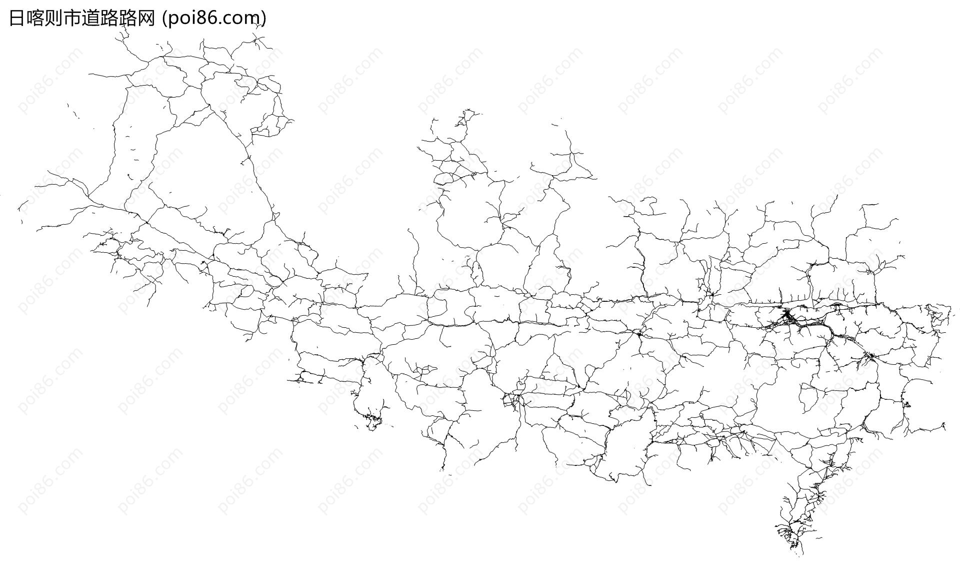 日喀则市道路路网地图